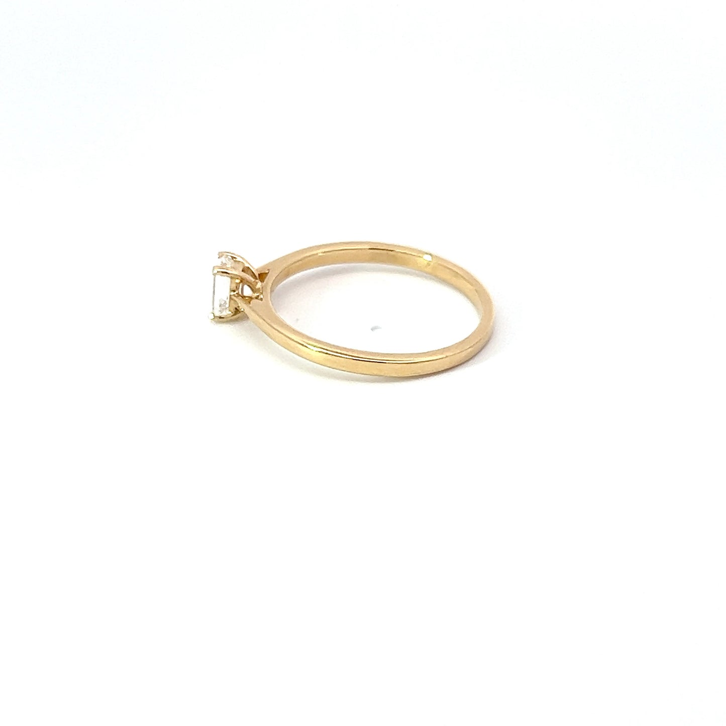 Emerald-cut Baquette Verlovingsring in Geelgoud