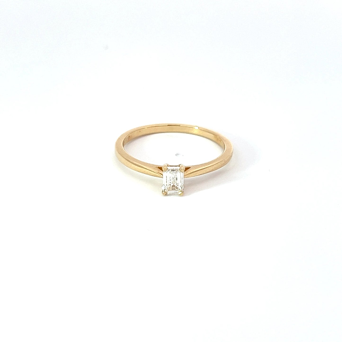 Emerald-cut Baquette Verlovingsring in Geelgoud