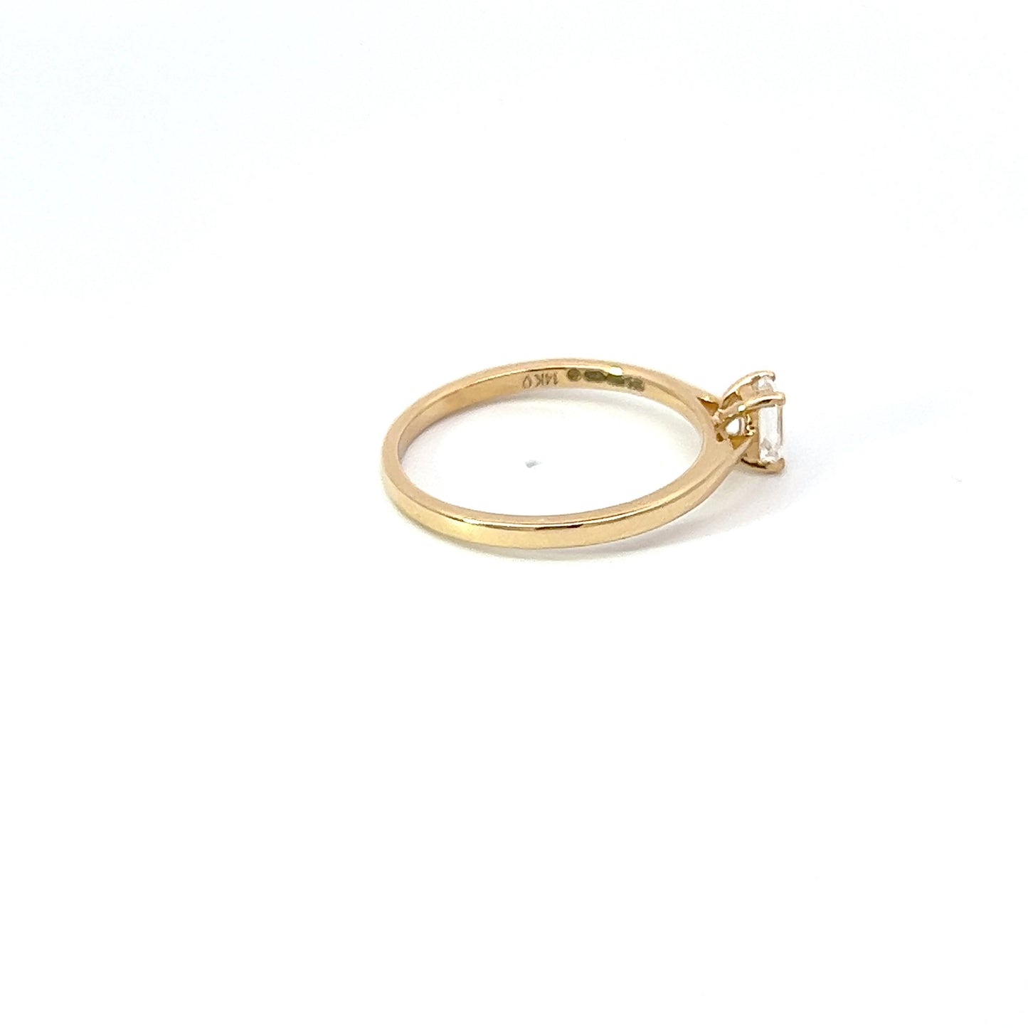 Emerald-cut Baquette Verlovingsring in Geelgoud