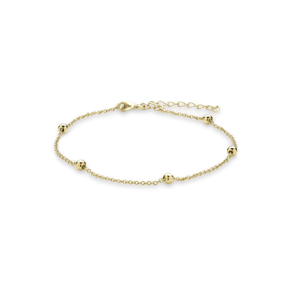 Armband met 5 kralen | 14k goud | 3 mm kralen | 17 + 3 cm
