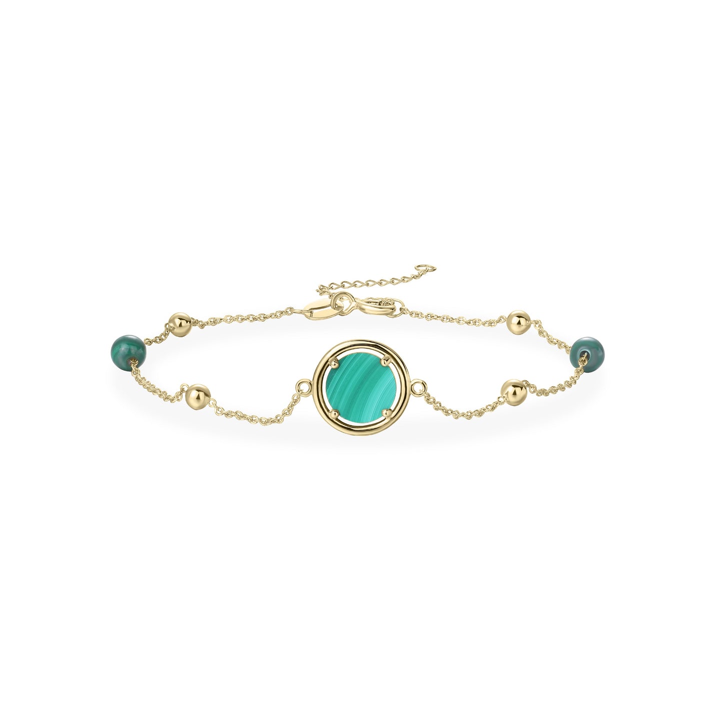 Zwarte munt in band armband 8 mm | 14k goud | Met kralen | 1.1 mm breed | 17 + 3 cm lengte