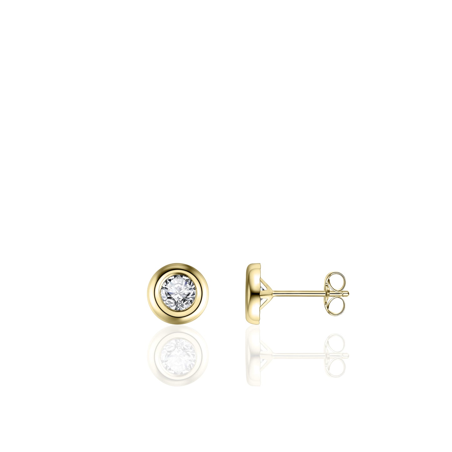 Oorstekers | 14k wit en geelgoud | Zirkonia stenen | 7 mm