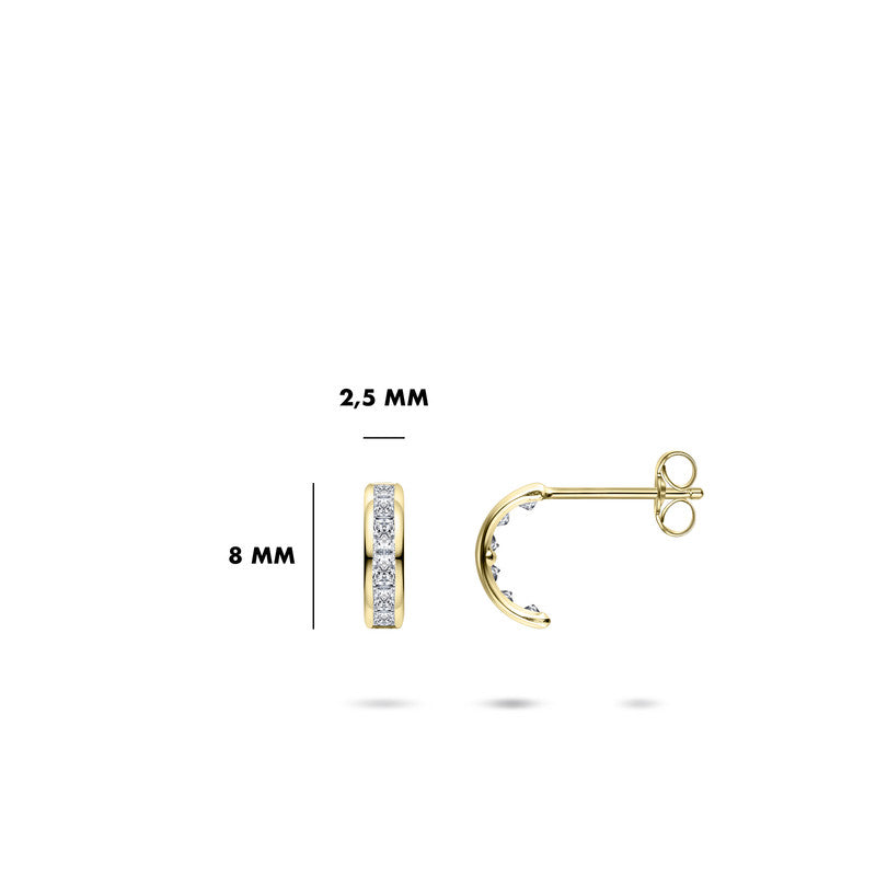 Oorstekers | 14k goud | 8 mm | Zirkonia Steentjes