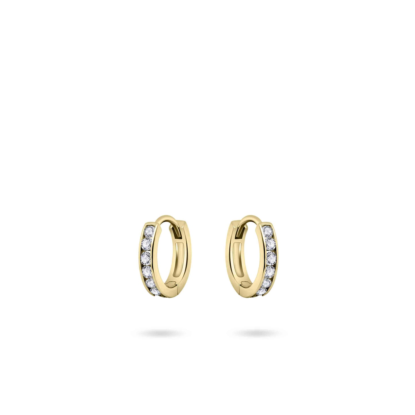 Hoops Oorbellen | 14k goud | 2 x 10 mm | Bezet met Zirkonia Steentjes