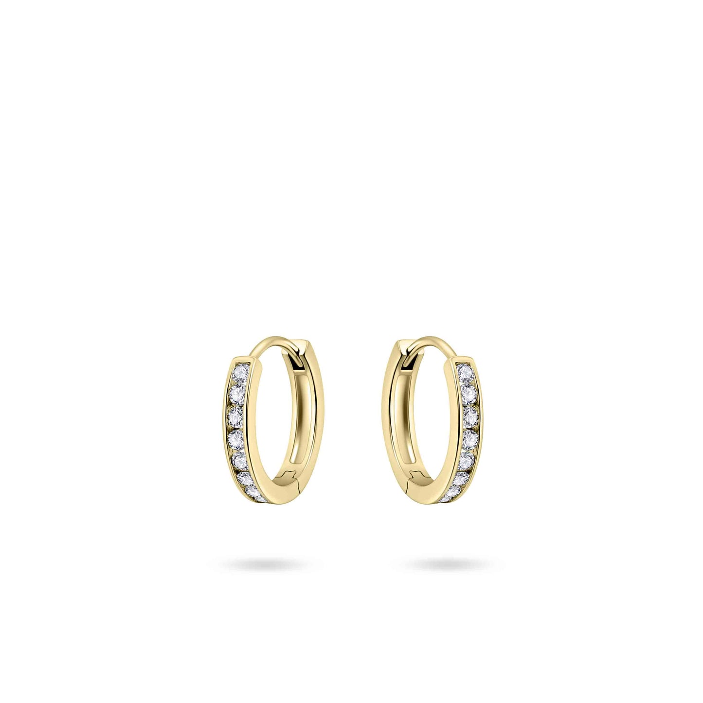 Hoops Oorbellen | 14k goud | 2 x 12 mm | Bezet met Zirkonia Steentjes