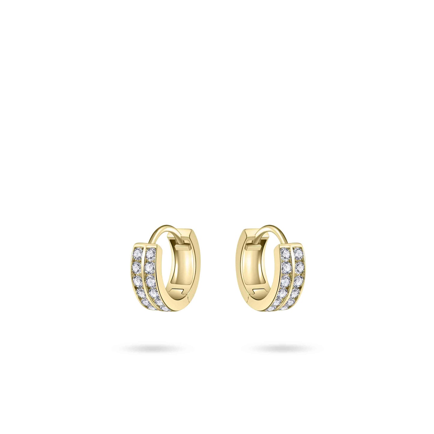 Hoops Oorbellen| 14k goud | 3 x 10 mm | Bezet met Zirkonia Steentjes