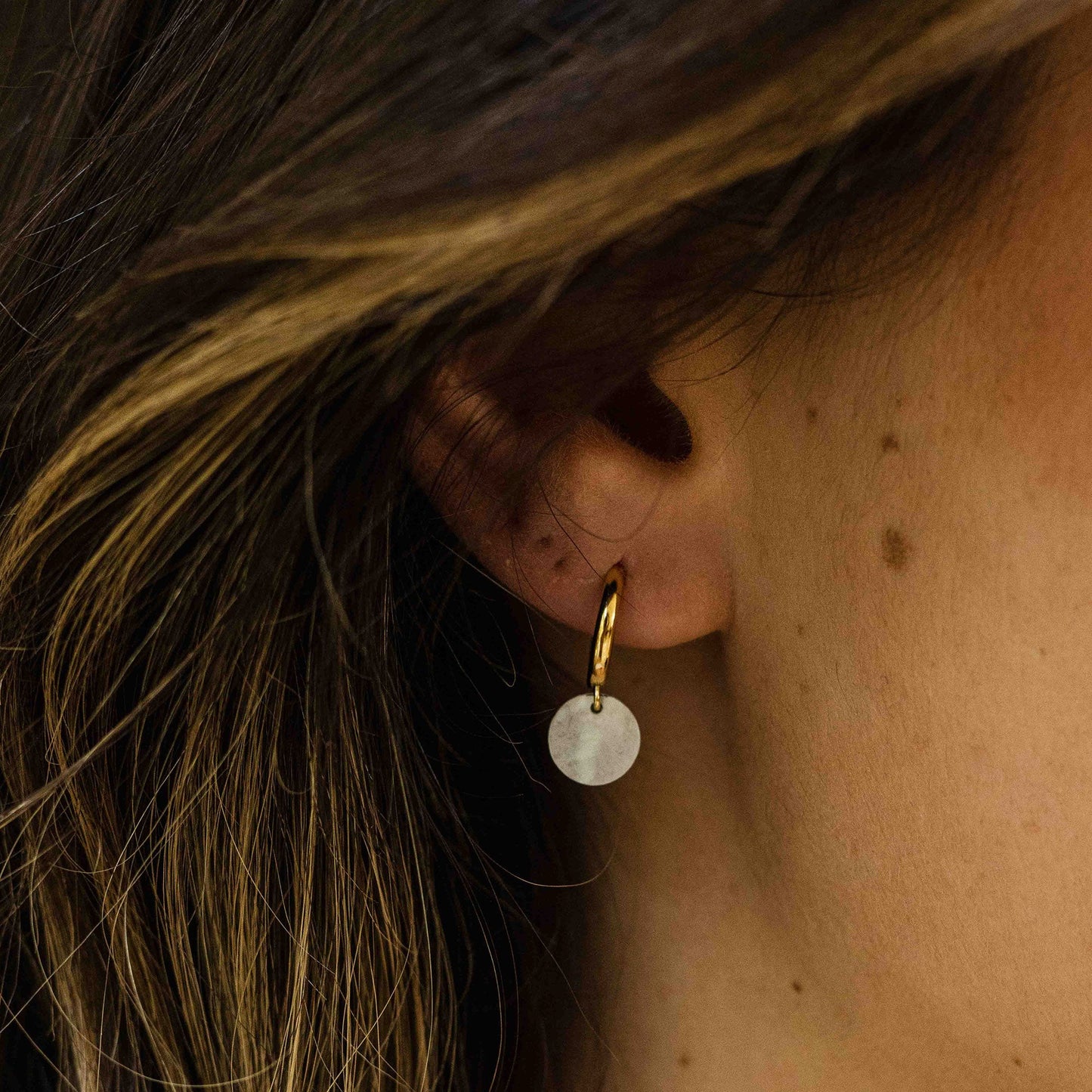 Hoops Oorbellen | 14k goud | Parelmoer