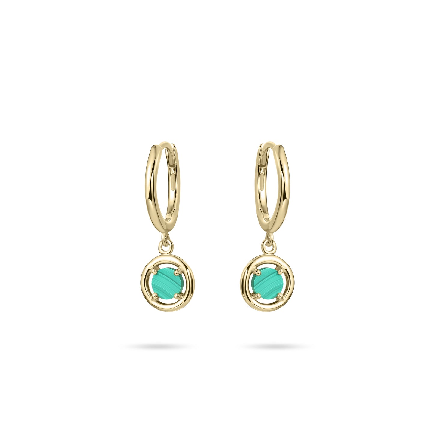 Huggie-oorringen | 14kt goud | Groen