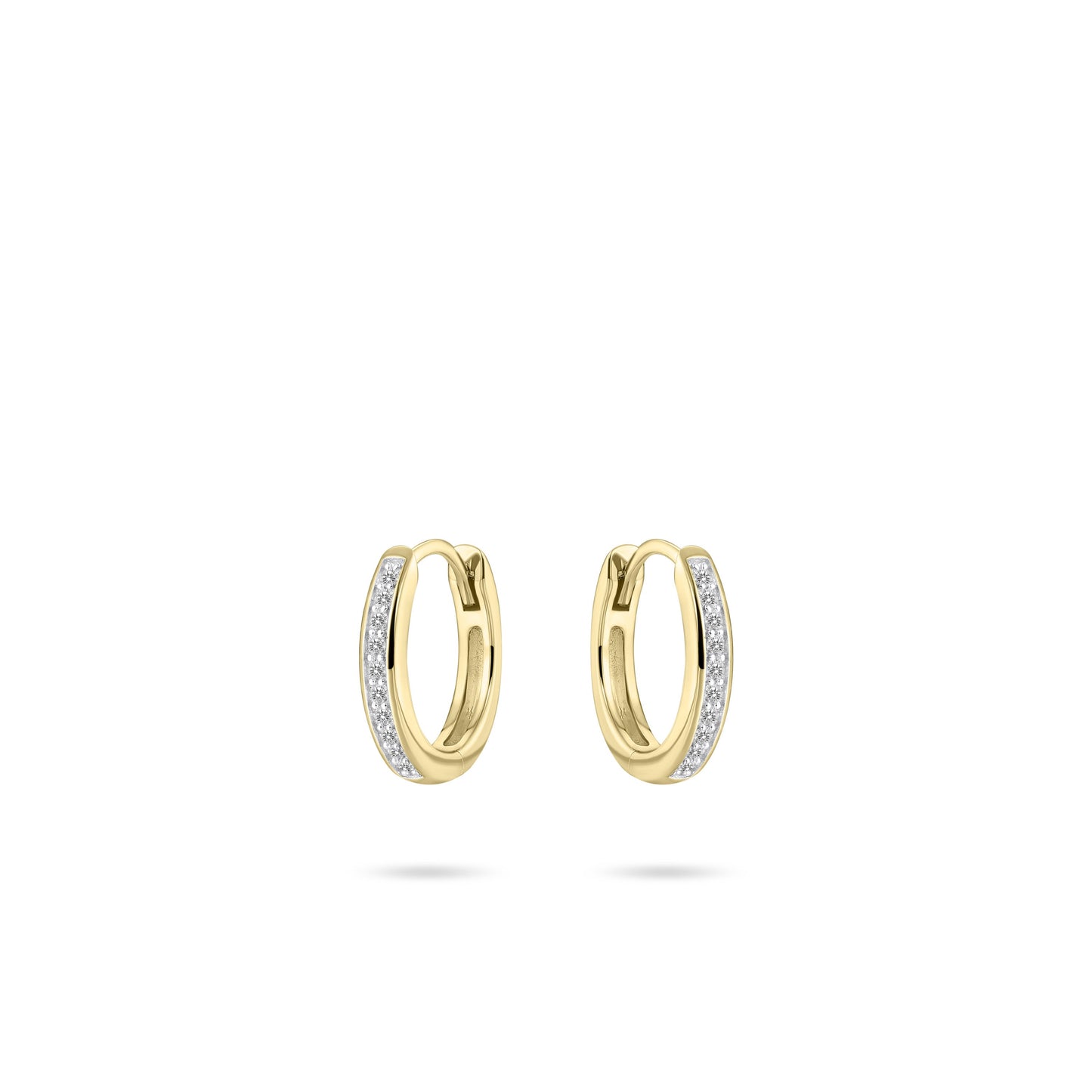 Hoops Oorbellen | 14k goud | 2 x 12 mm | Bezet met Zirkonia Steentjes