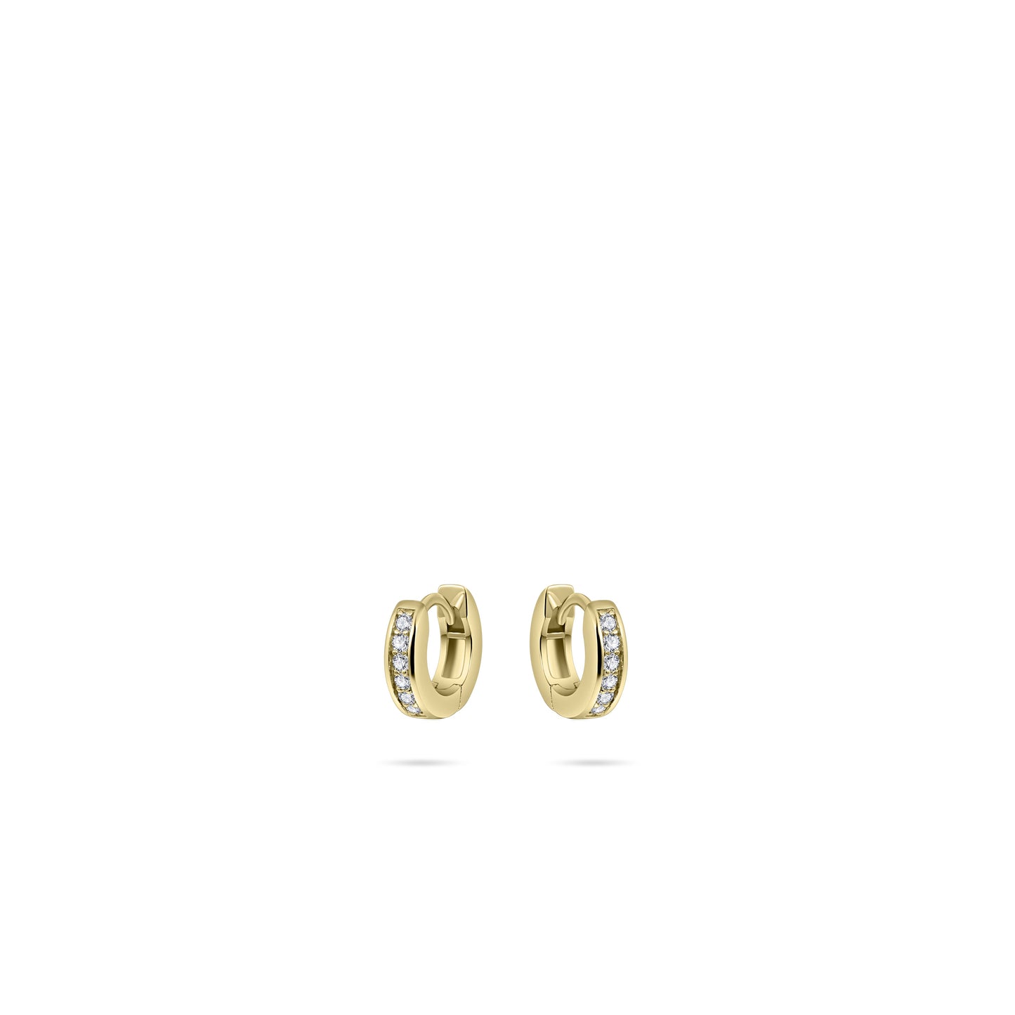 Hoops Oorbellen | 14k goud | 3 x 12 mm | Bezet met Zirkonia Steentjes
