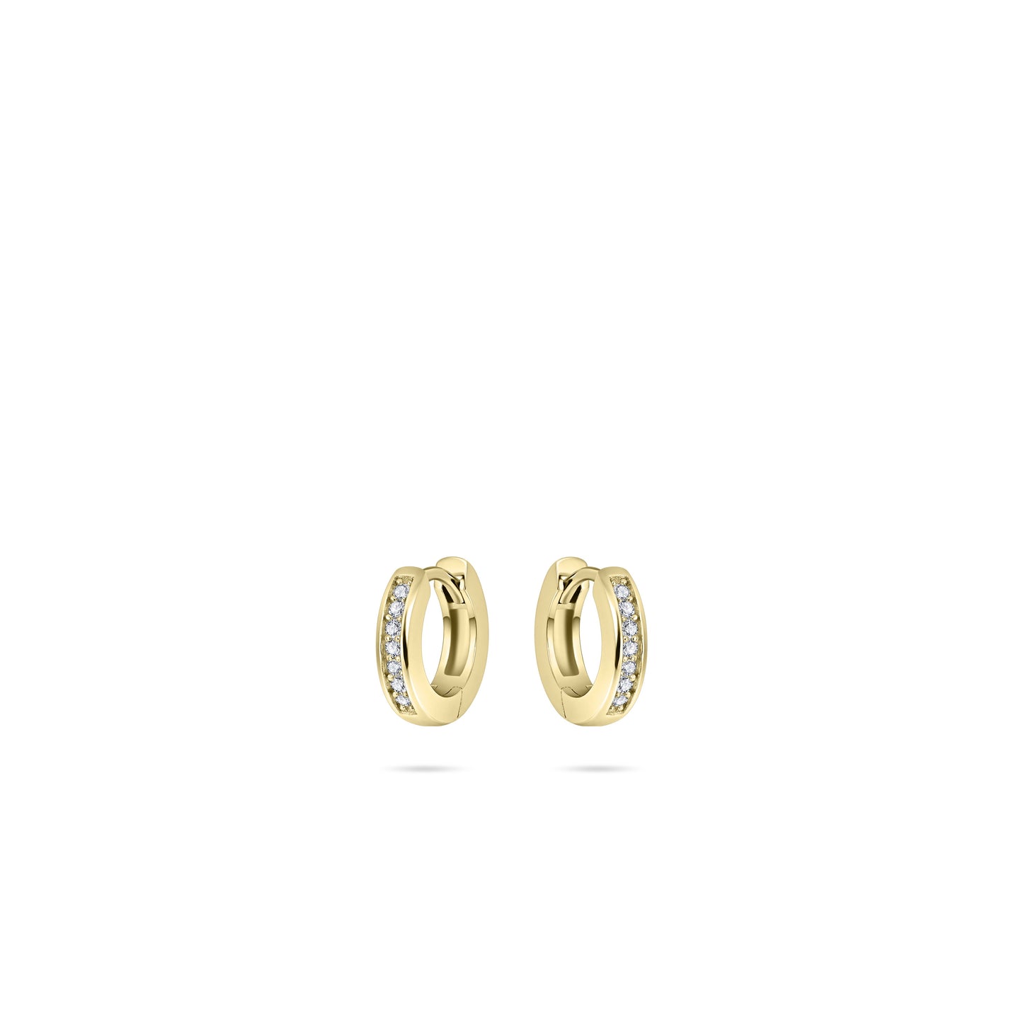 Hoops Oorbellen | 14k goud | 3 x 15 mm | Bezet met Zirkonia Steentjes