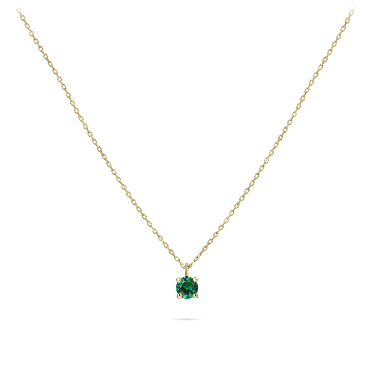 Halsketting met Solitaire hanger | 14k goud | Zirkonia Groen | 38 + 4 cm
