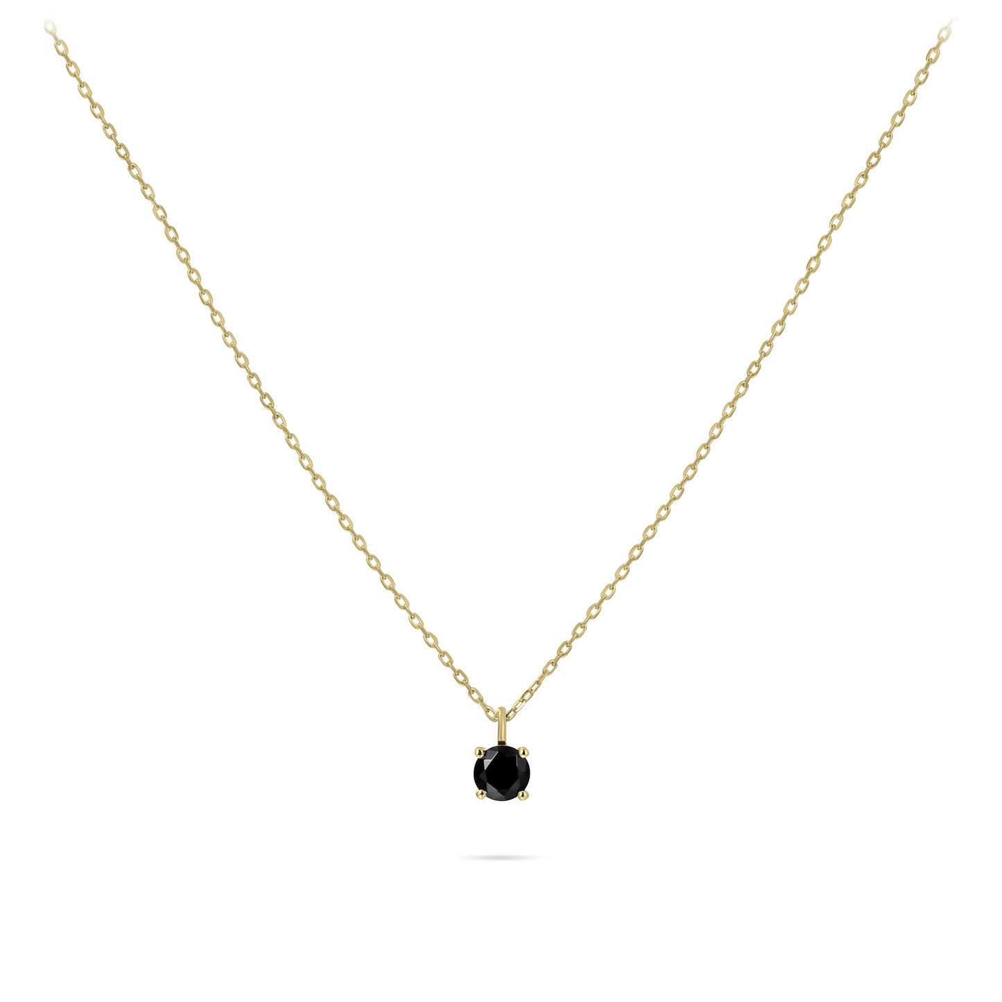 Halsketting met Solitaire hanger | 14k goud | Zirkonia Zwart | 38 + 4 cm