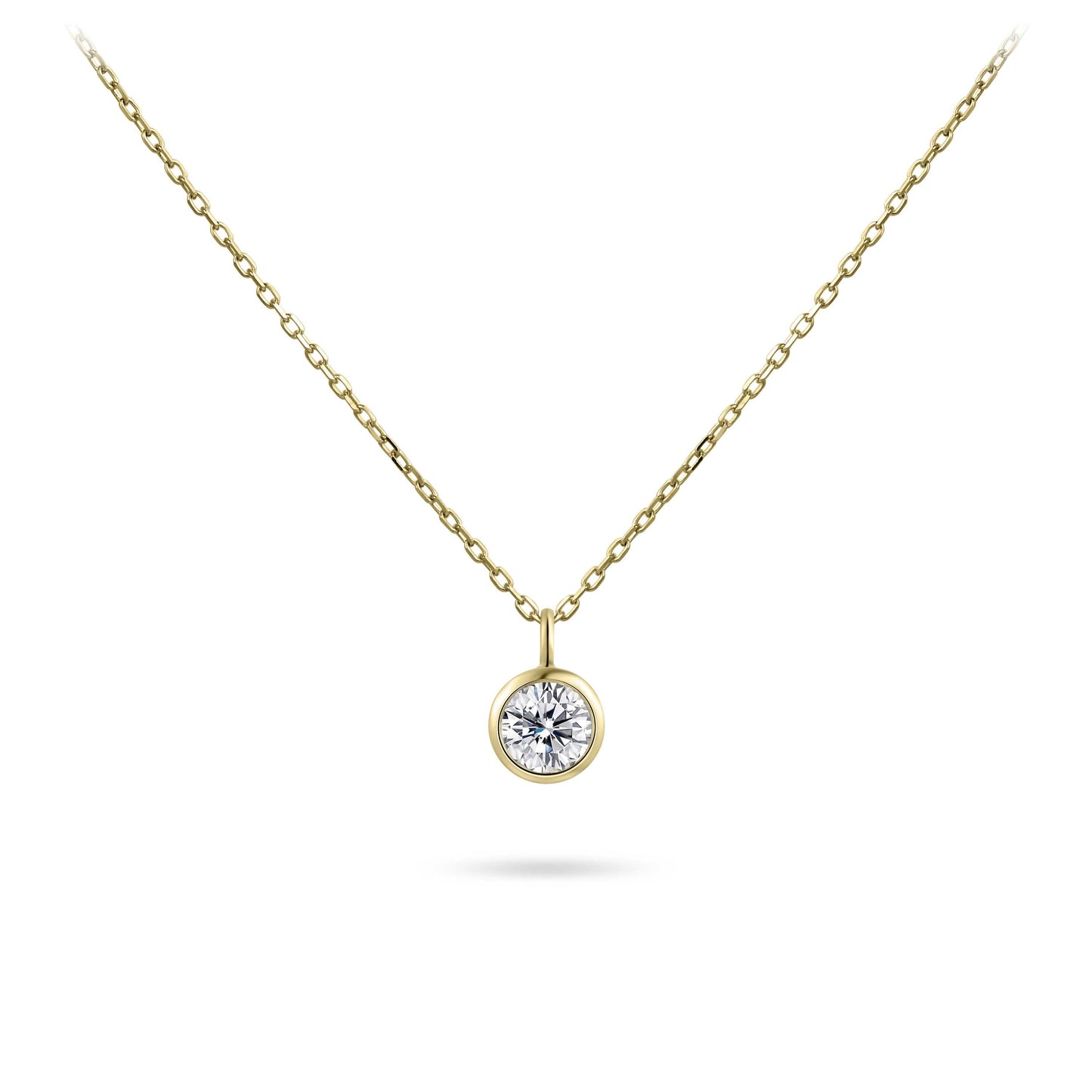 Halsketting met Solitaire hanger in lunette | 14k goud | 38 cm + 4 cm