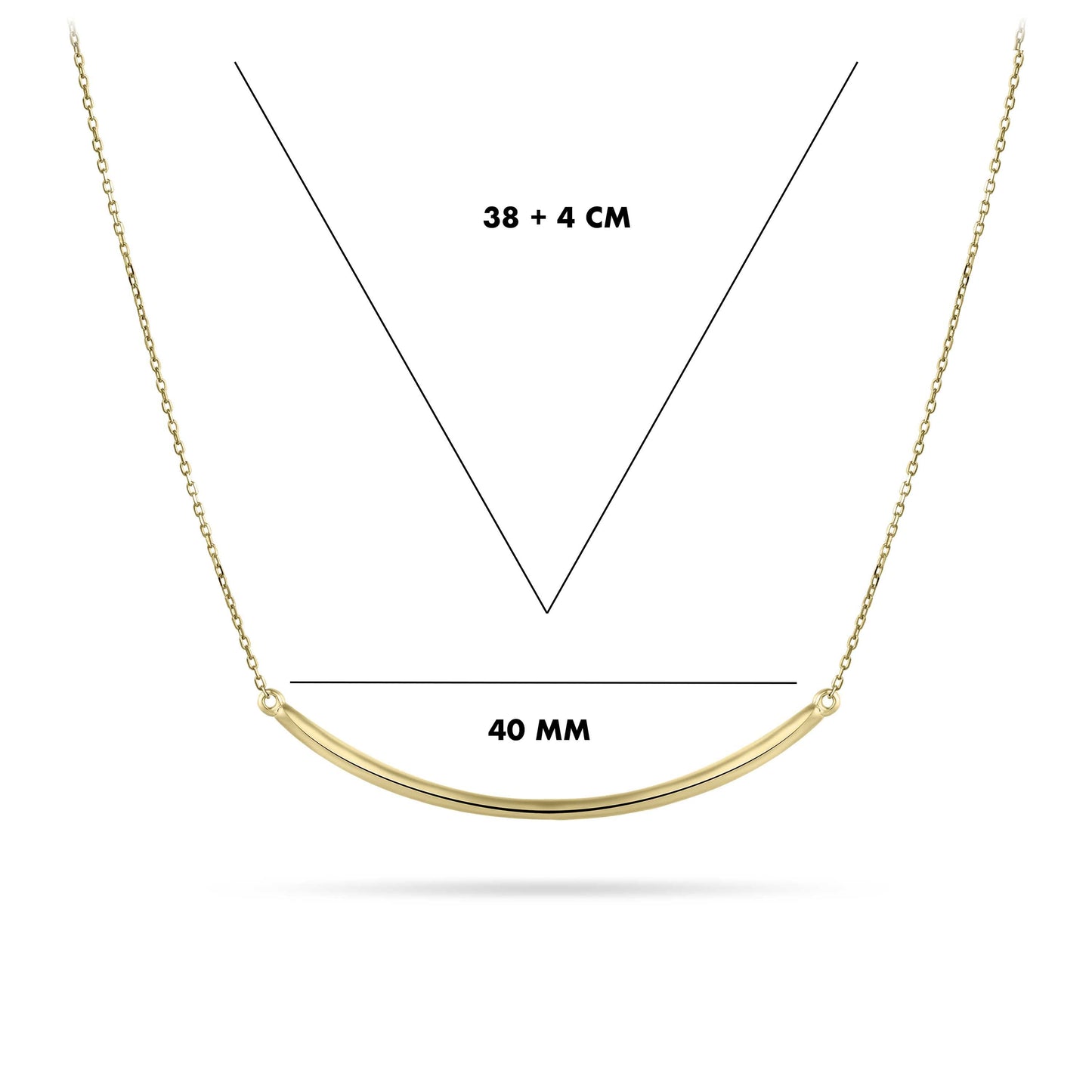 Staafketting | 14k goud | 38 + 4 cm