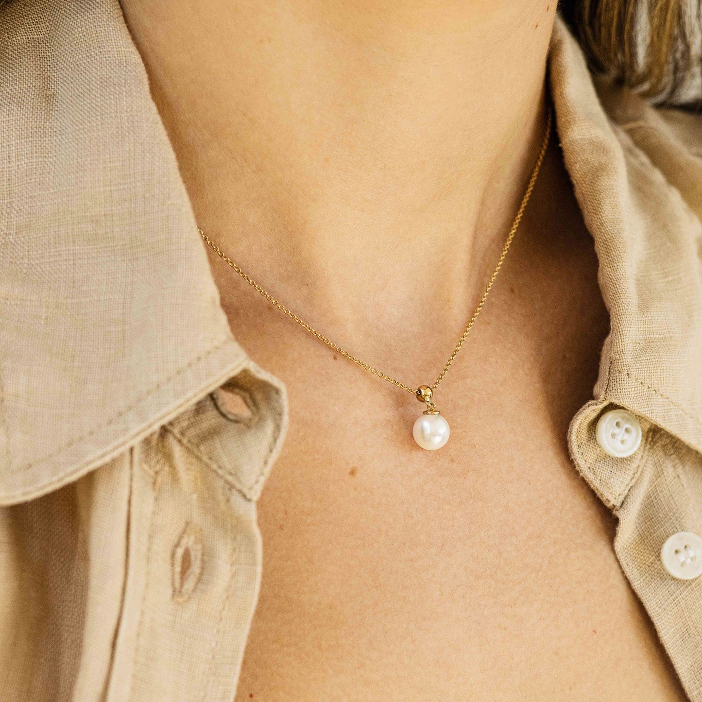 Parelketting | 14k goud | 42 + 3 cm