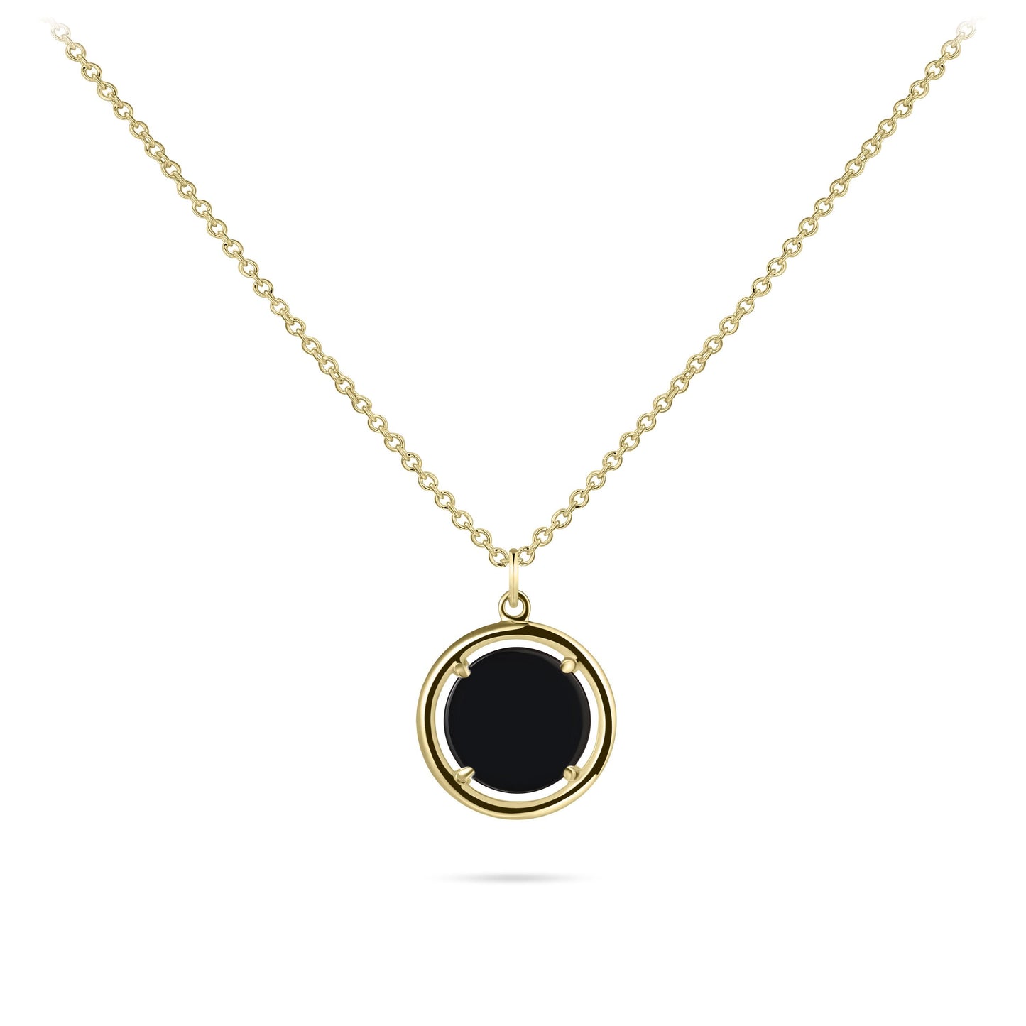 Halsketting met Solitaire hanger | 14k goud | Zirkonia Zwart | 42 + 3 cm