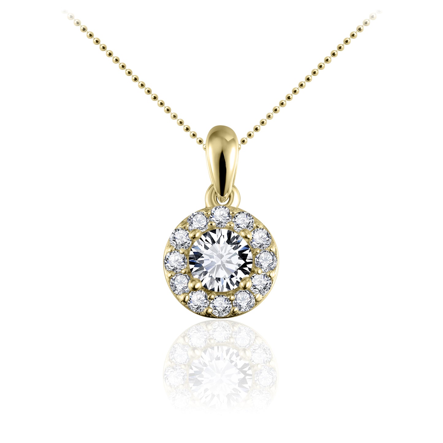 14k gouden hanger | Zirconia stenen rand met meerdere stenen | 8 mm