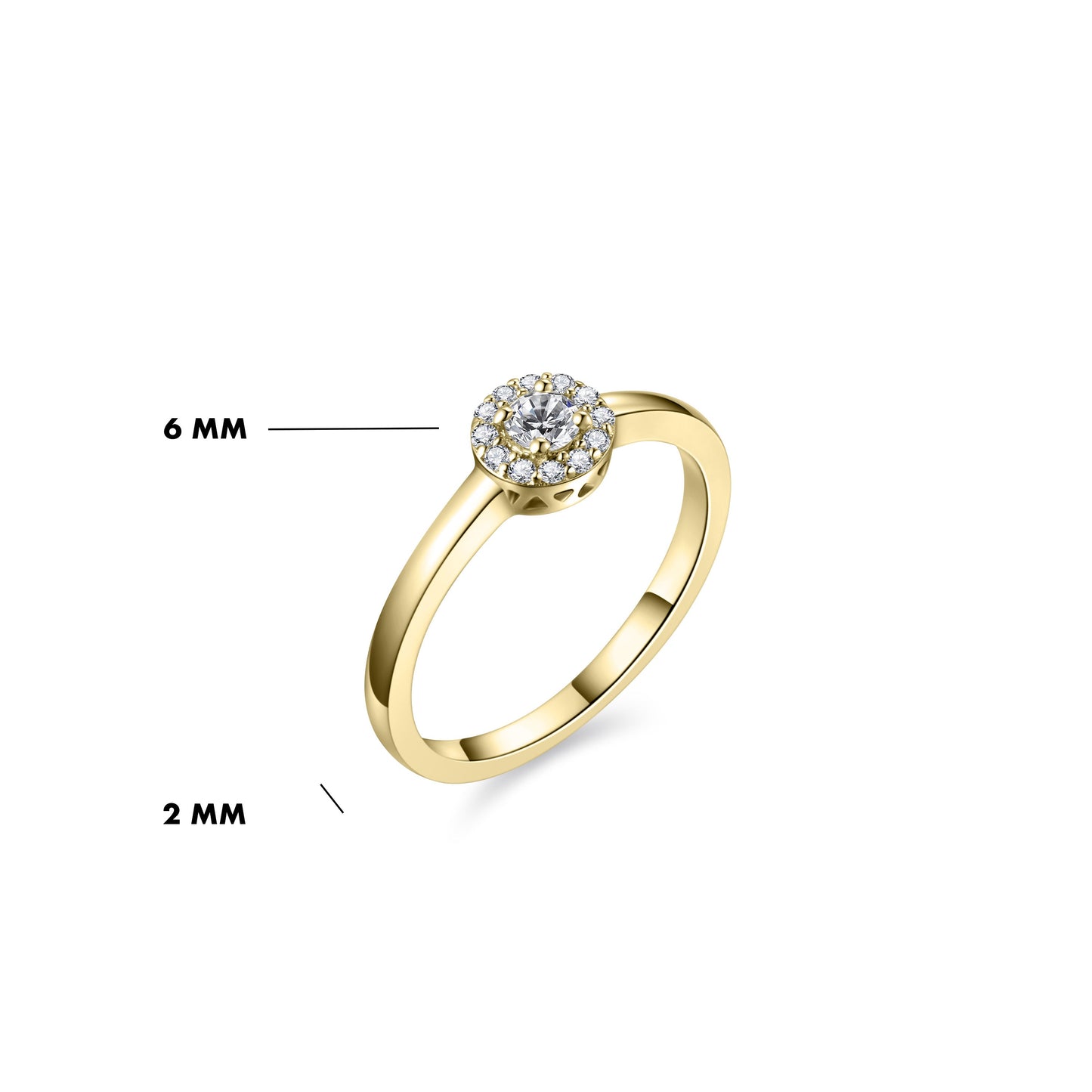 Ring | 14k goud | Zirkonia stenen