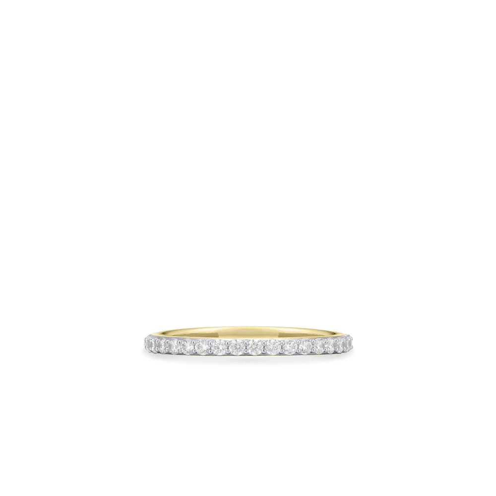 Bandring | 14k goud | enkele rij voor 5/8 gezet | zirkonia | 2 mm breed