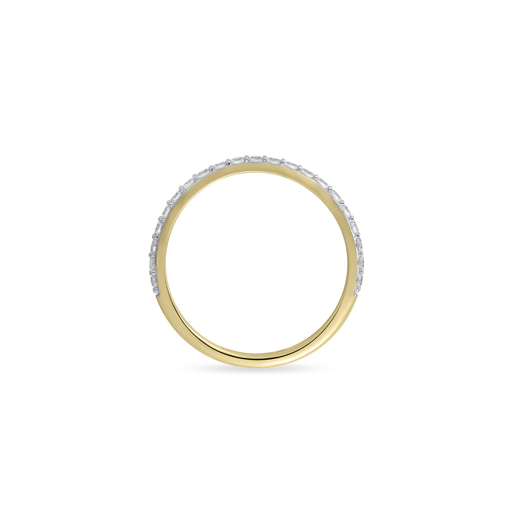 Bandring | 14k goud | enkele rij voor 5/8 gezet | zirkonia | 2 mm breed