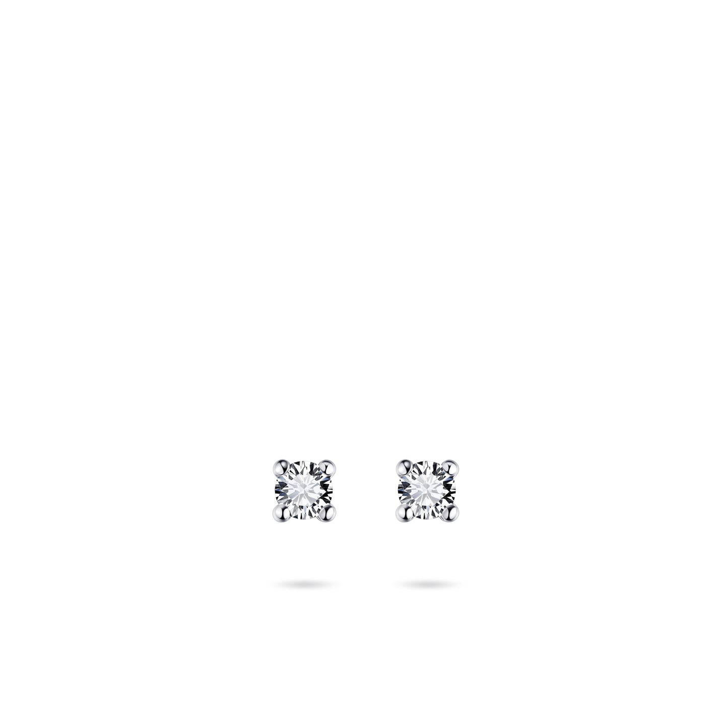Solitaire Oorstekers | 14k Witgoud | 4 mm | Zirkonia