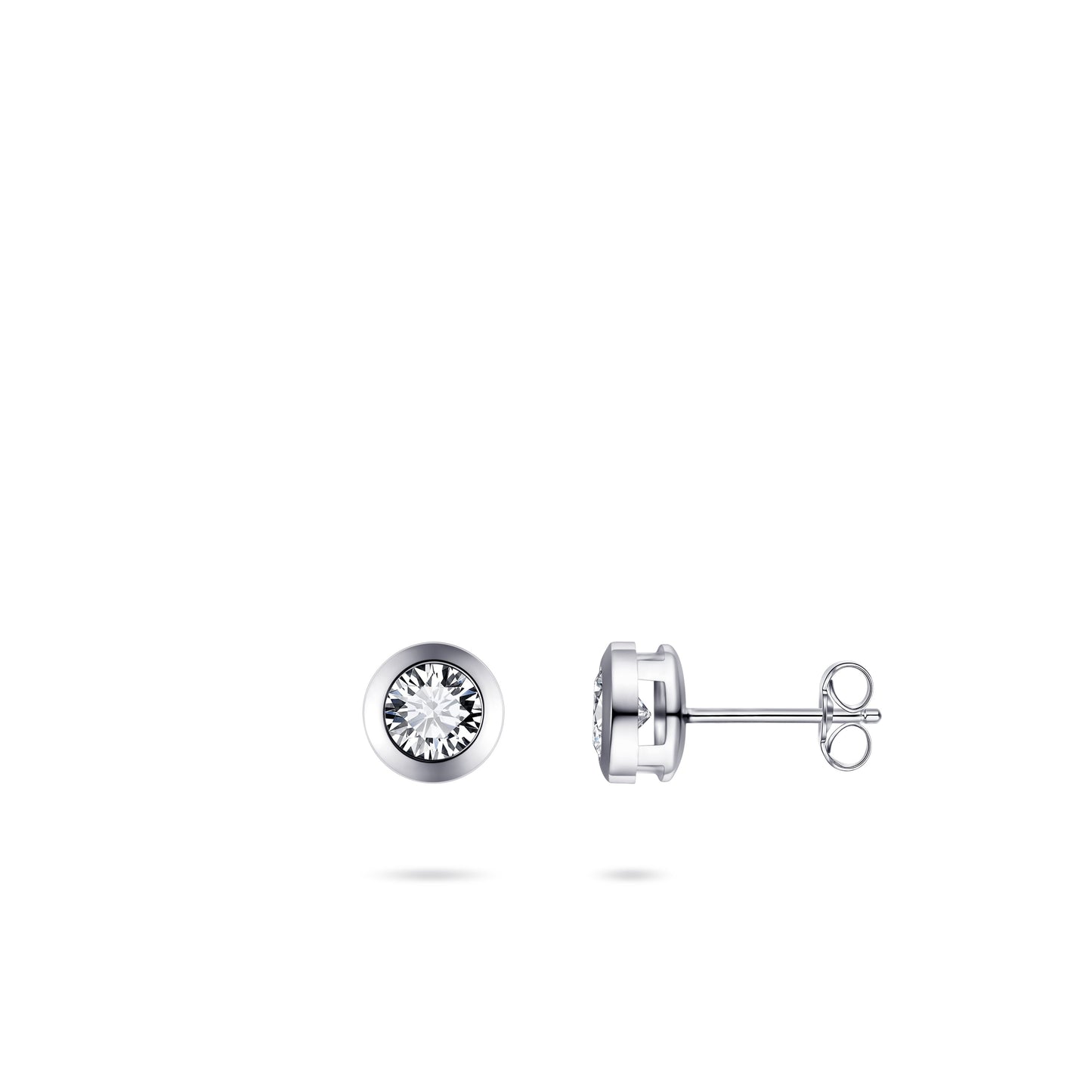 Ronde Solitaire Oorstekers | 14k Witgoud | 4 mm