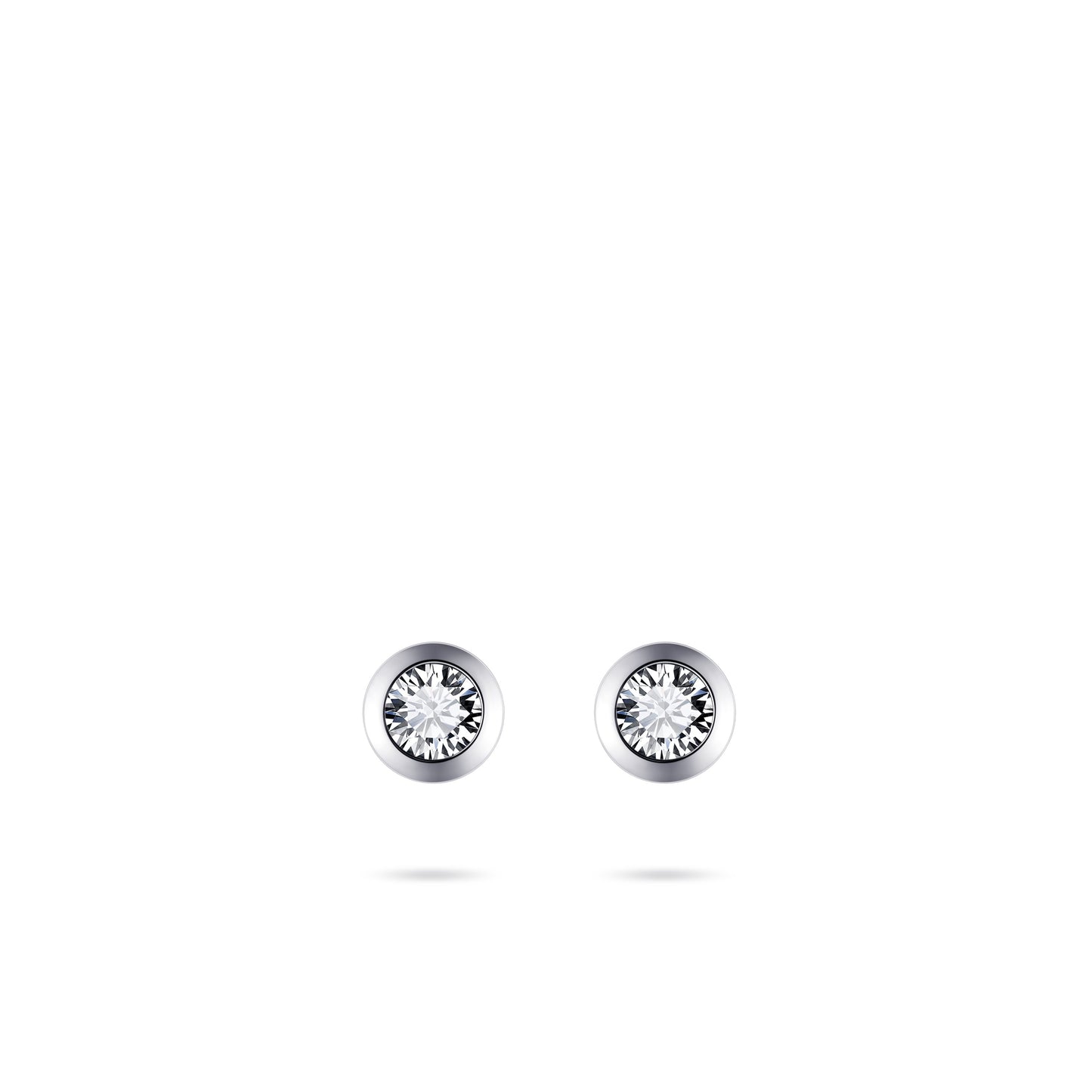 Ronde Solitaire Oorstekers | 14k Witgoud | 4 mm