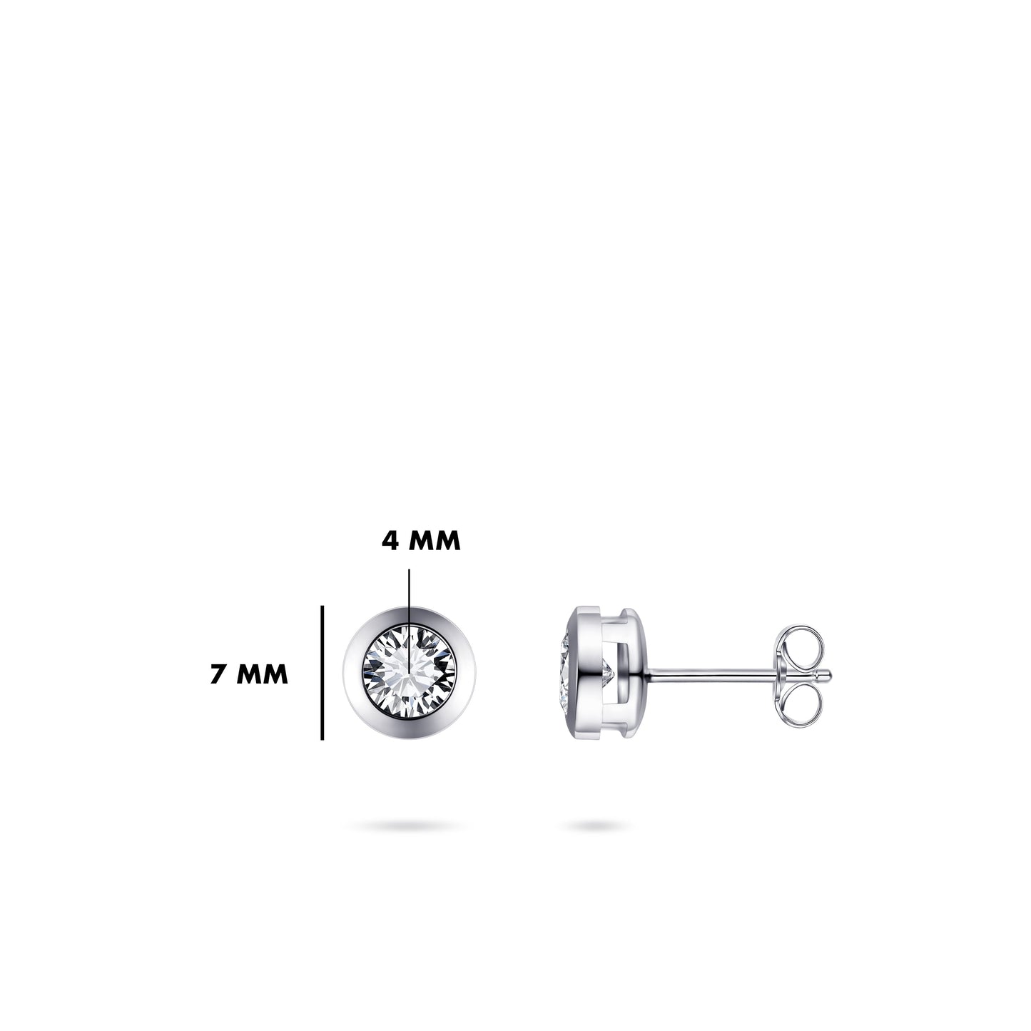 Ronde Solitaire Oorstekers | 14k Witgoud | 4 mm
