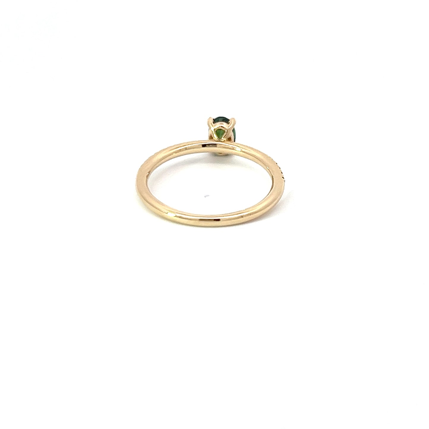 Sollitaire ring | Edelsteen groene toermalijn 0.48ct | 14k geelgoud | diamant 0.10ct