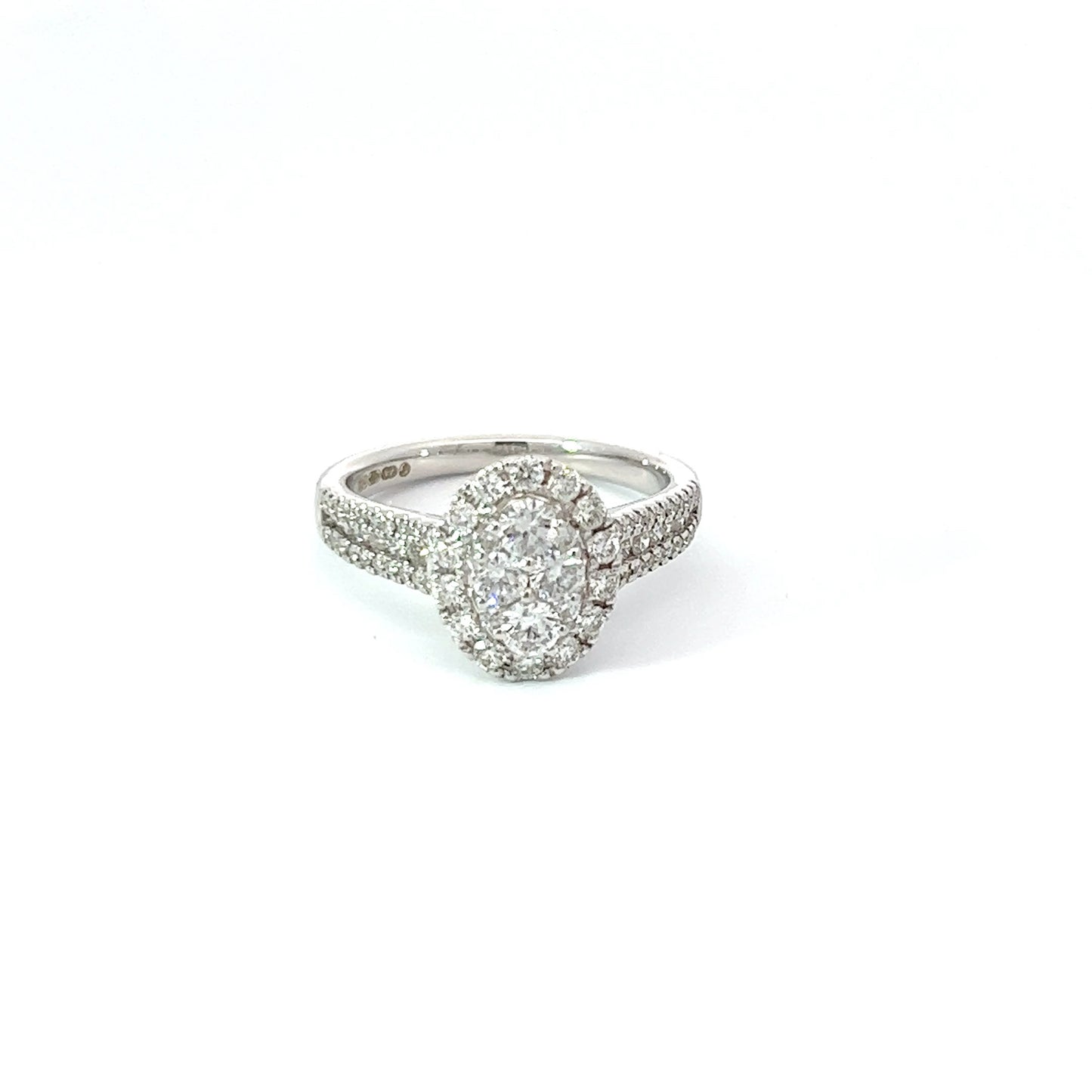 Halo Verlovingsring met een Diamanten Band