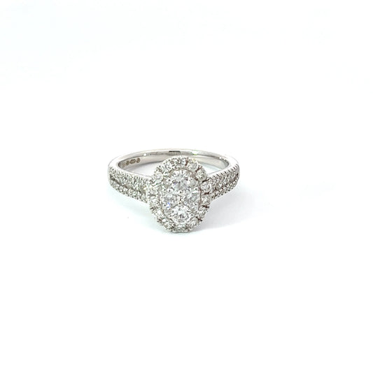 Halo Verlovingsring met een Diamanten Band