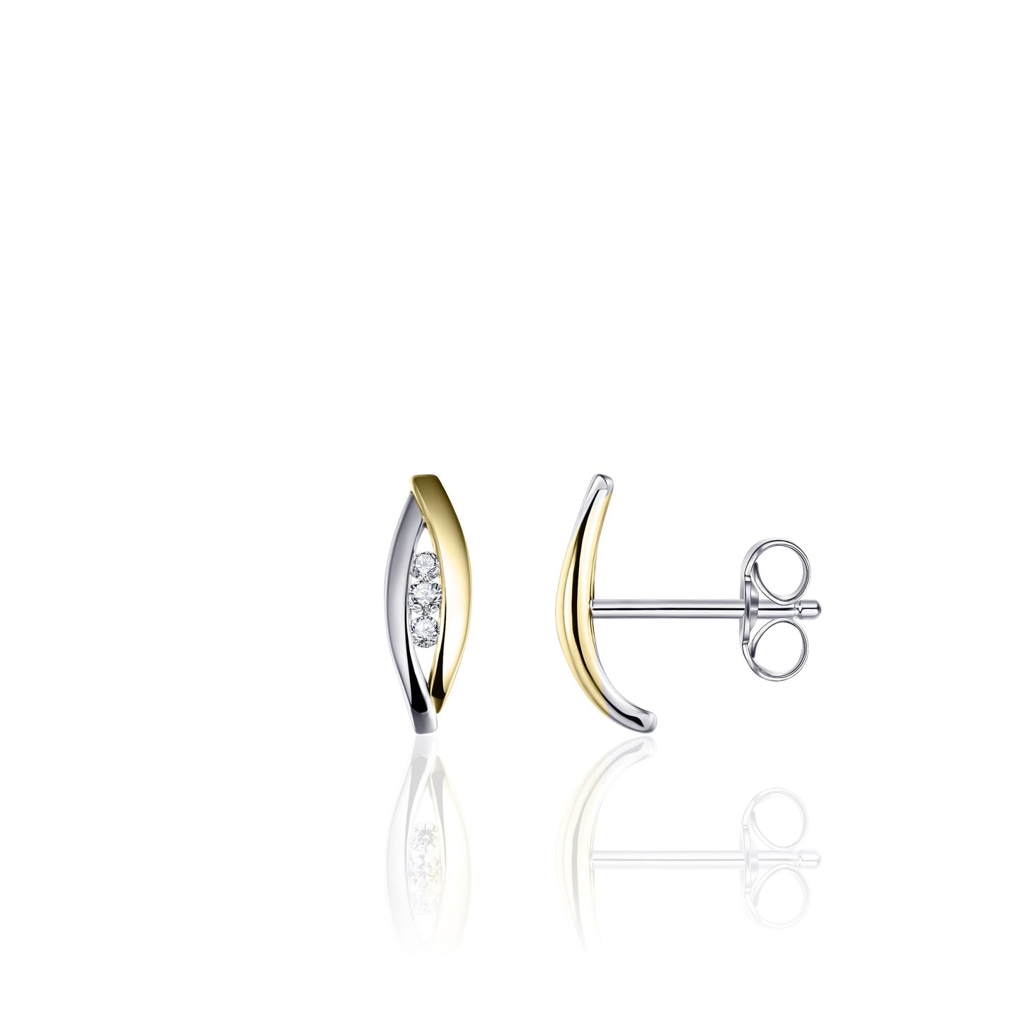 Gouden Oorstekers | 14k goud | Fantasie Gezet Met Zirkonia | Bi-Color 
