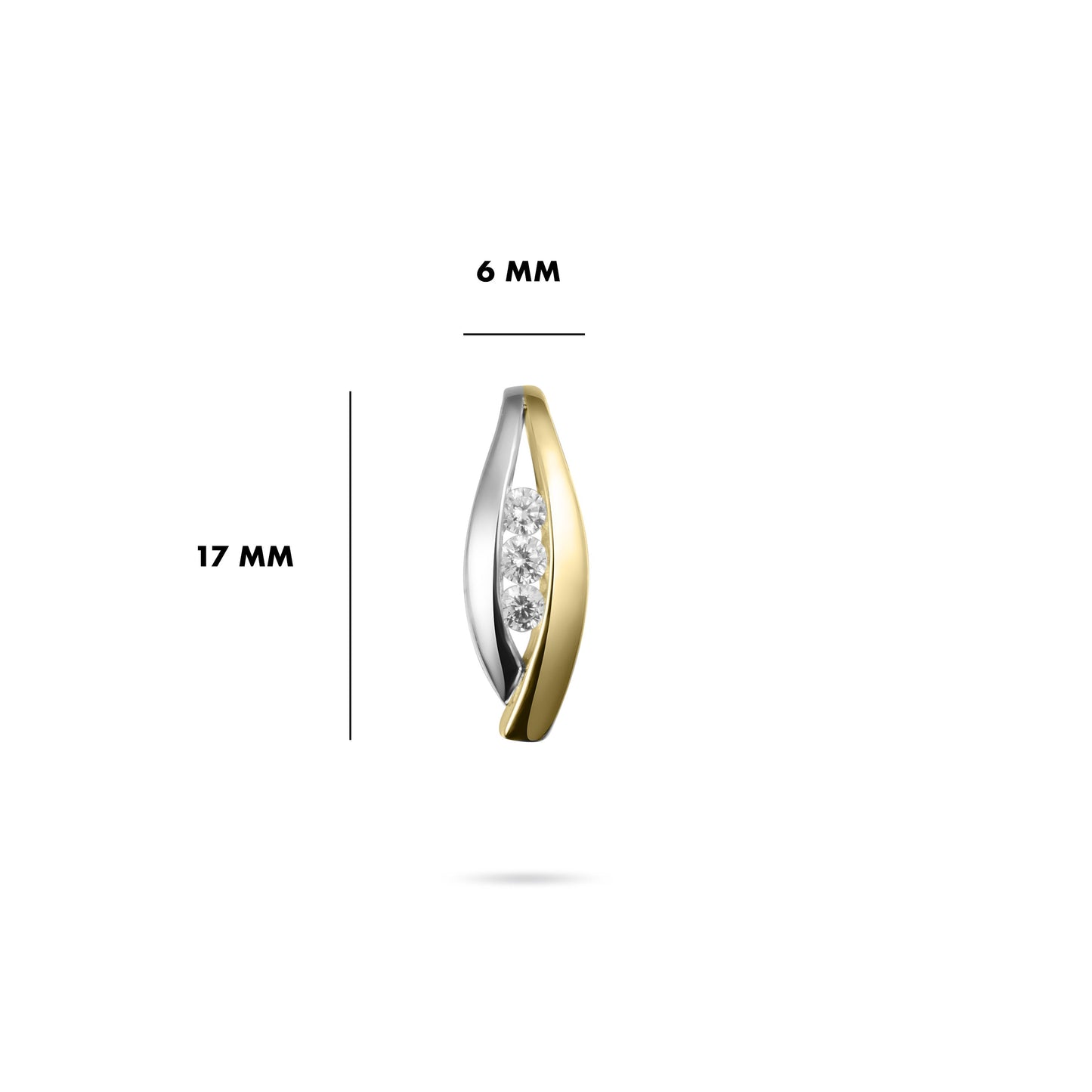 Gouden Hanger | 14k goud | Fantasie Gezet Met Zirkonia - 17mm  6mm | Bi-Color |  Ecl. Collier  