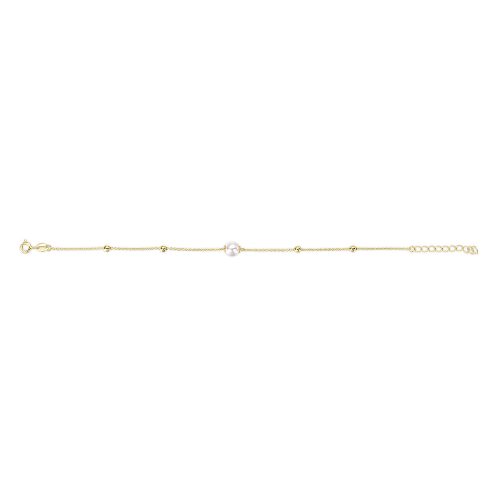 Armband met Parel en Gepolijste Kralen | 14k goud | 3 mm Kralen - 6 mm Parel 17 + 3 cm