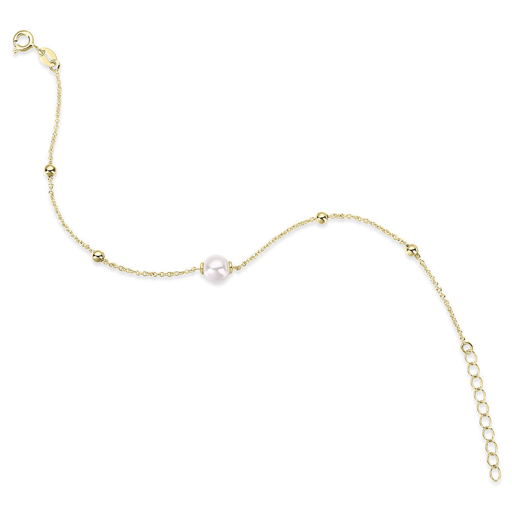 Armband met Parel en Gepolijste Kralen | 14k goud | 3 mm Kralen - 6 mm Parel 17 + 3 cm