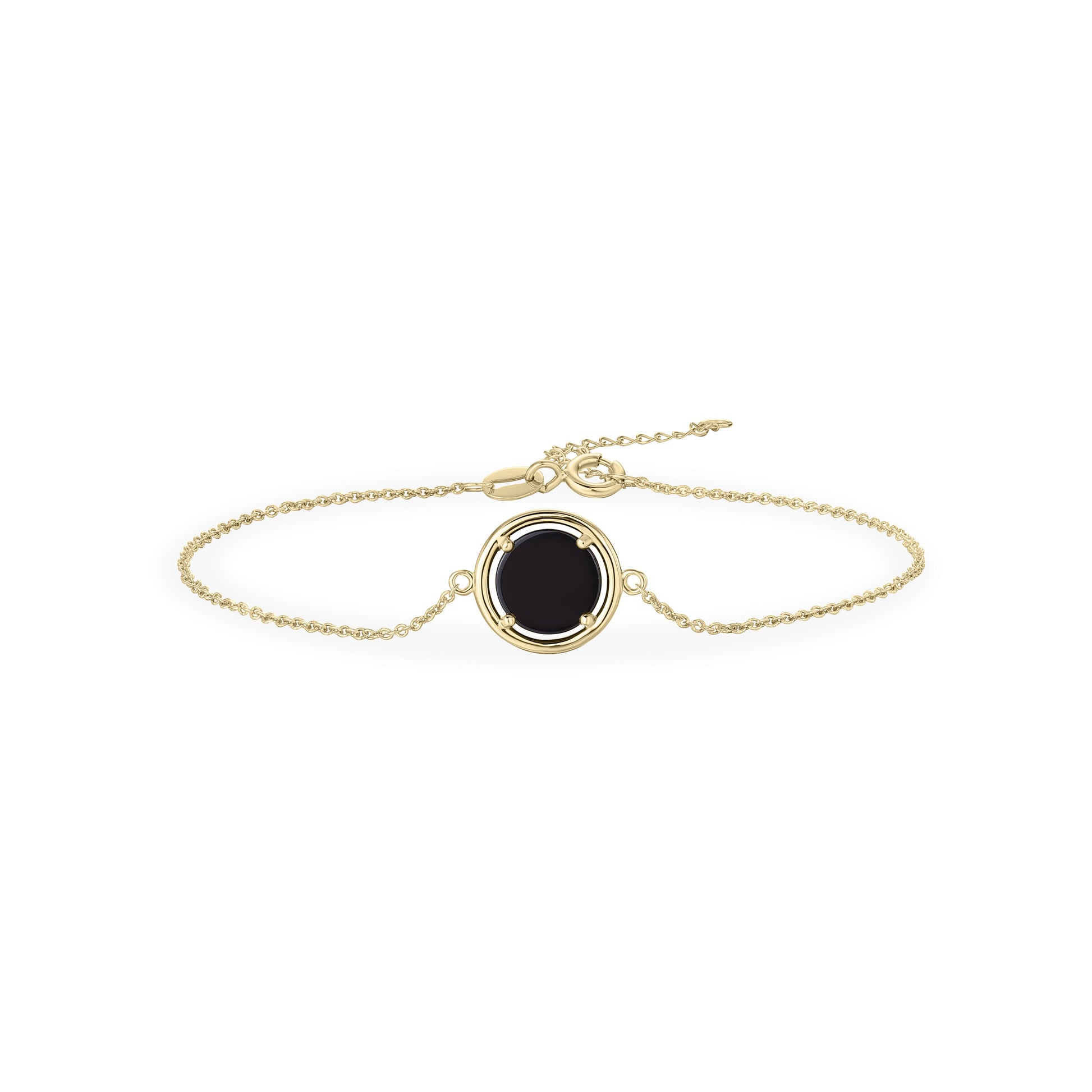 Zwarte munt in band armband 8 mm | 14k goud | 1.1 mm breed | 17 + 3 cm lengte 