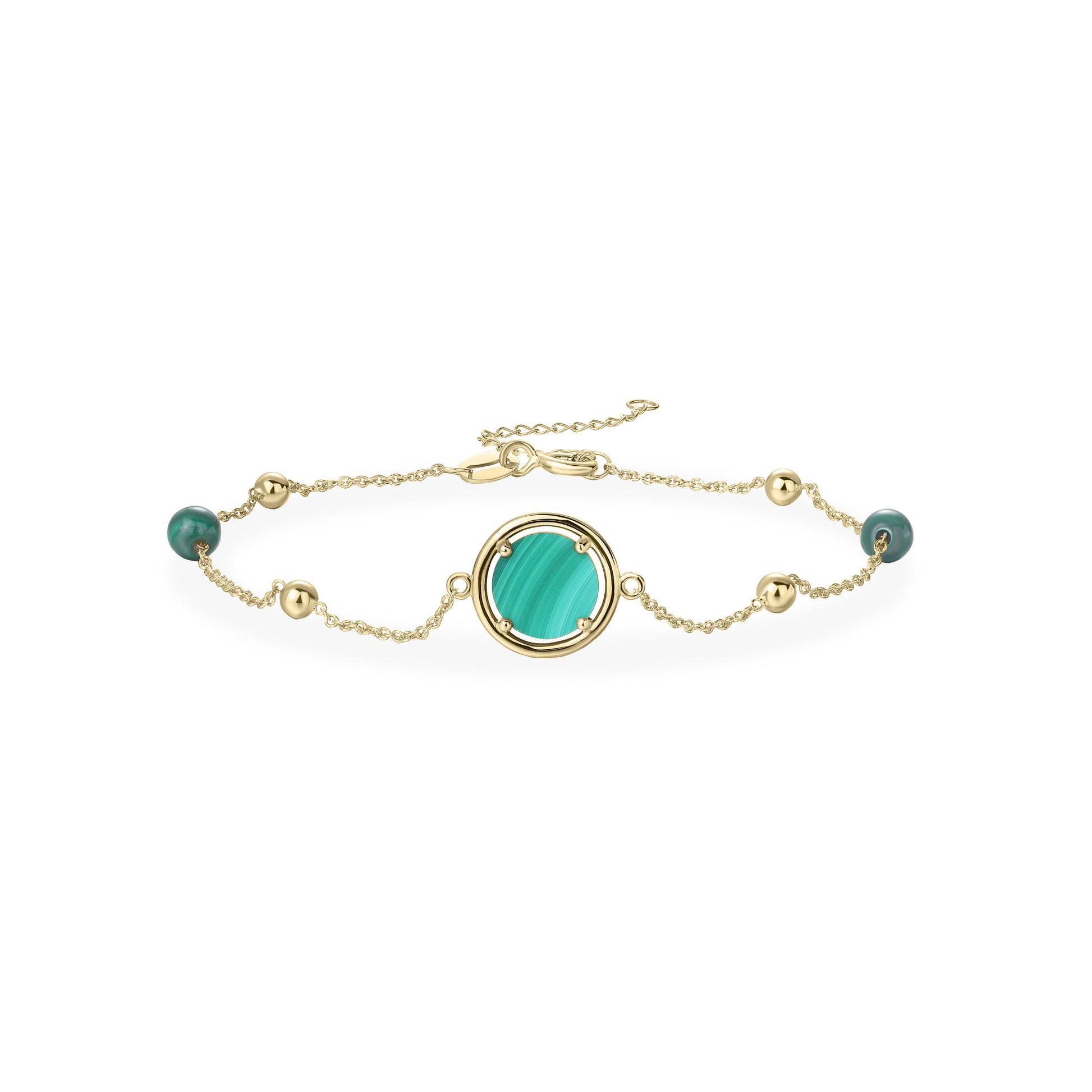 Zwarte munt in band armband 8 mm | 14k goud | Met kralen | 1.1 mm breed | 17 + 3 cm lengte 