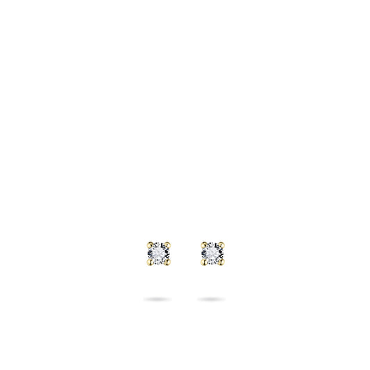 Solitaire Oorstekers | 14k Geelgoud | 3 mm | Zirkonia