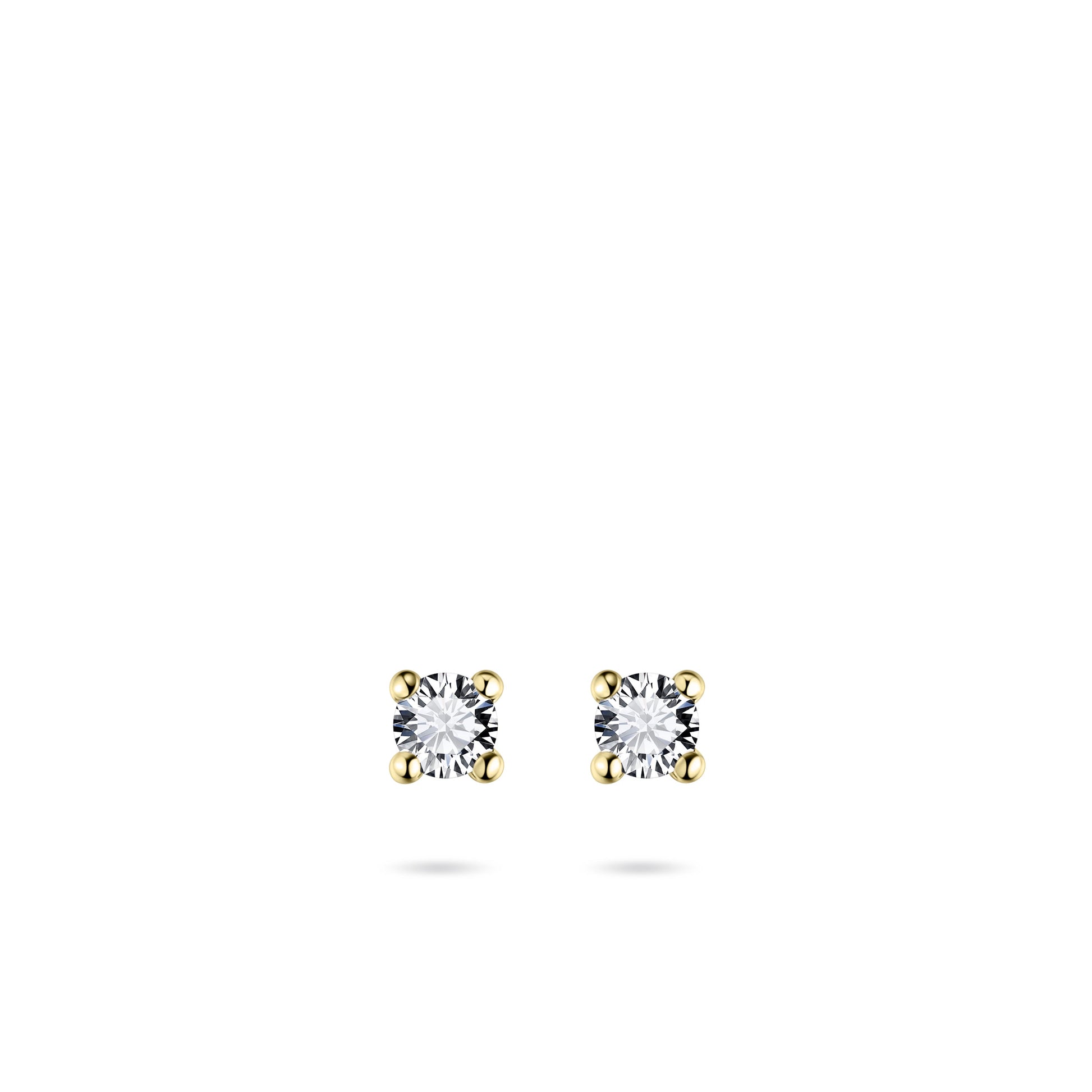 Solitaire Oorstekers | 14k Geelgoud | 5 mm | Zirkonia 