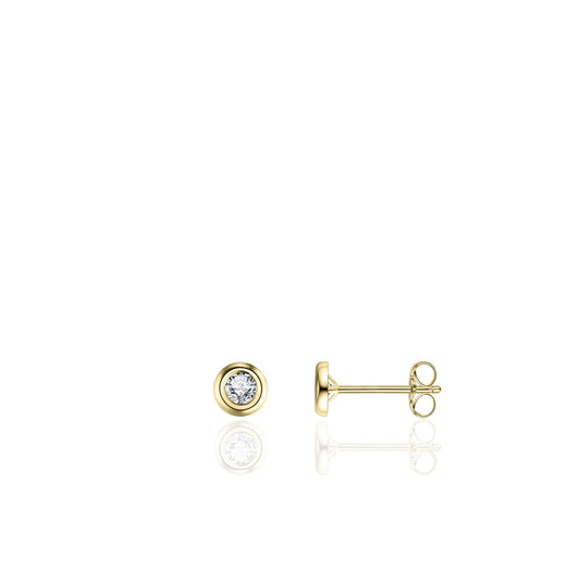 Oorstekers | 14k wit en geelgoud | Zirkonia stenen | 5 mm