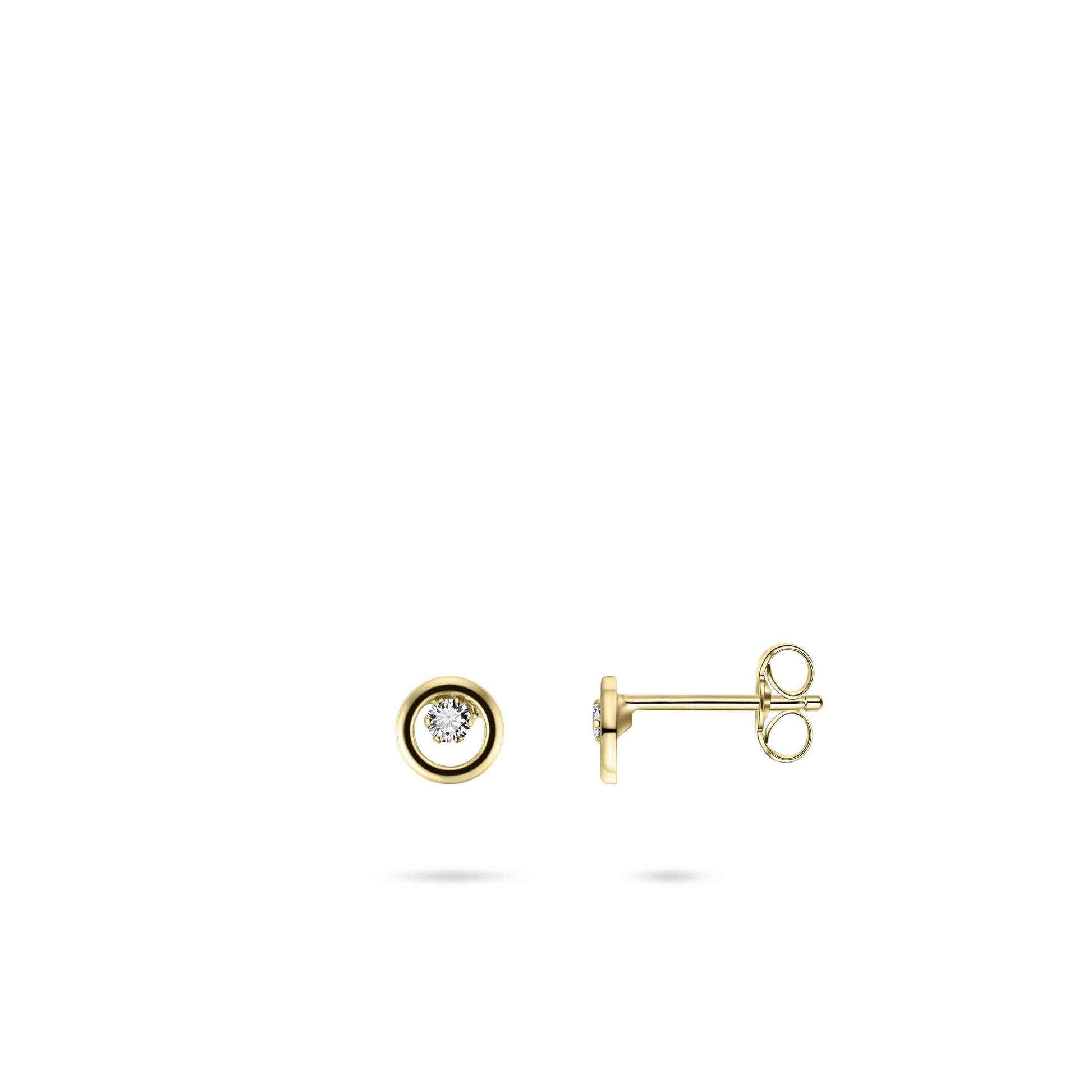 Ronde Oorstekers met Zirkonia Steen | 14k goud | 5 mm