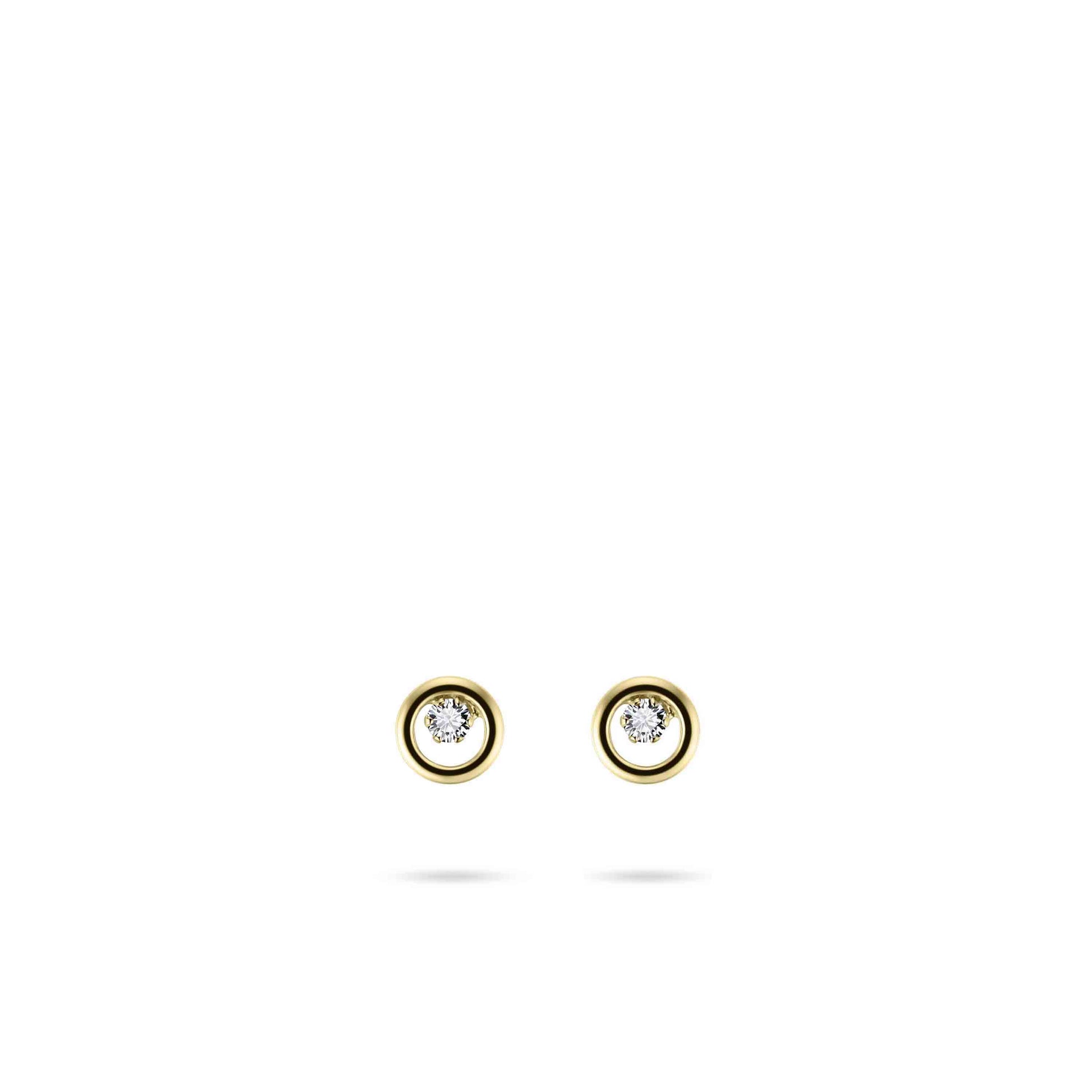 Ronde Oorstekers met Zirkonia Steen | 14k goud | 5 mm
