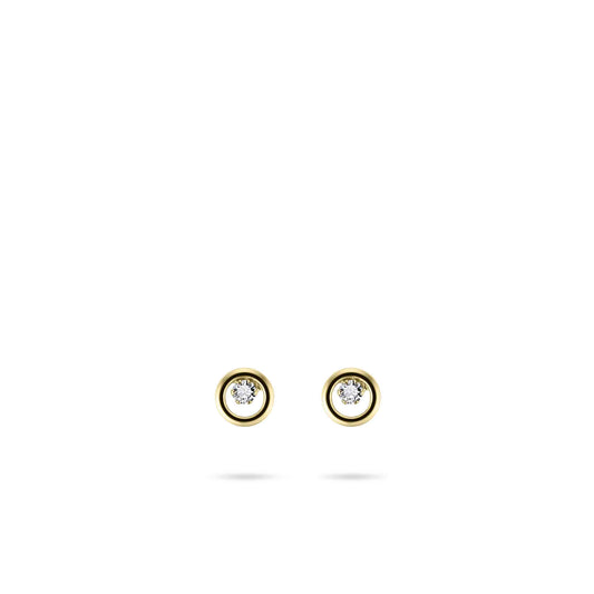 Ronde Oorstekers met Zirkonia Steen | 14k goud | 5 mm