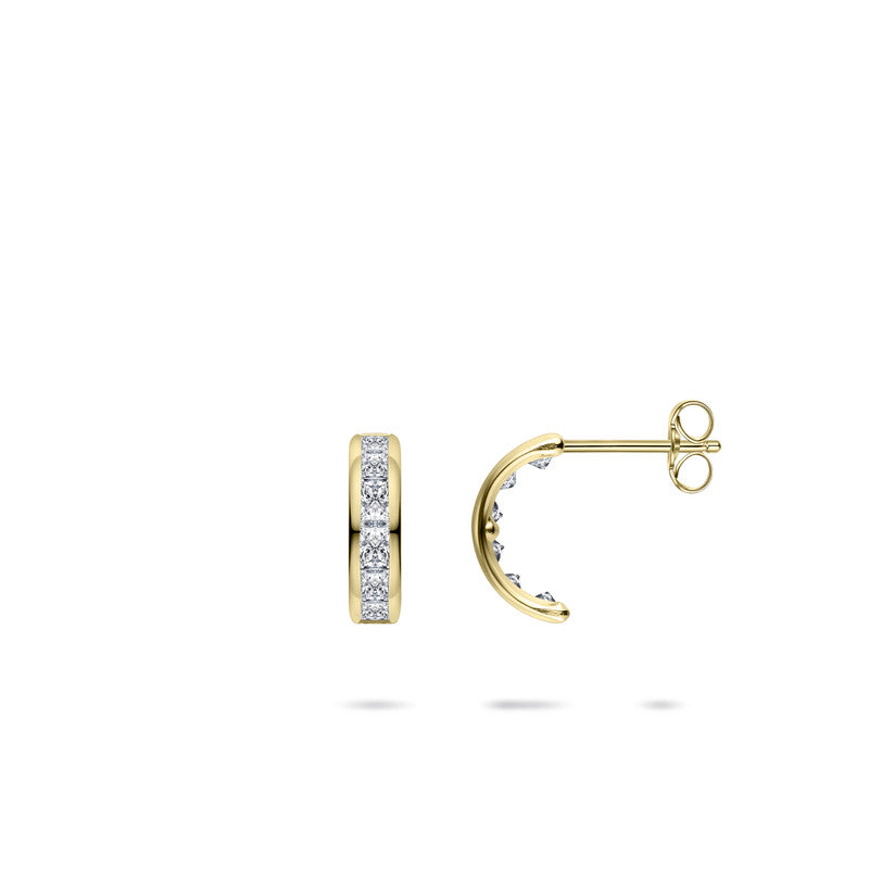 Oorstekers | 14k goud | 10 mm | Zirkonia Steentjes