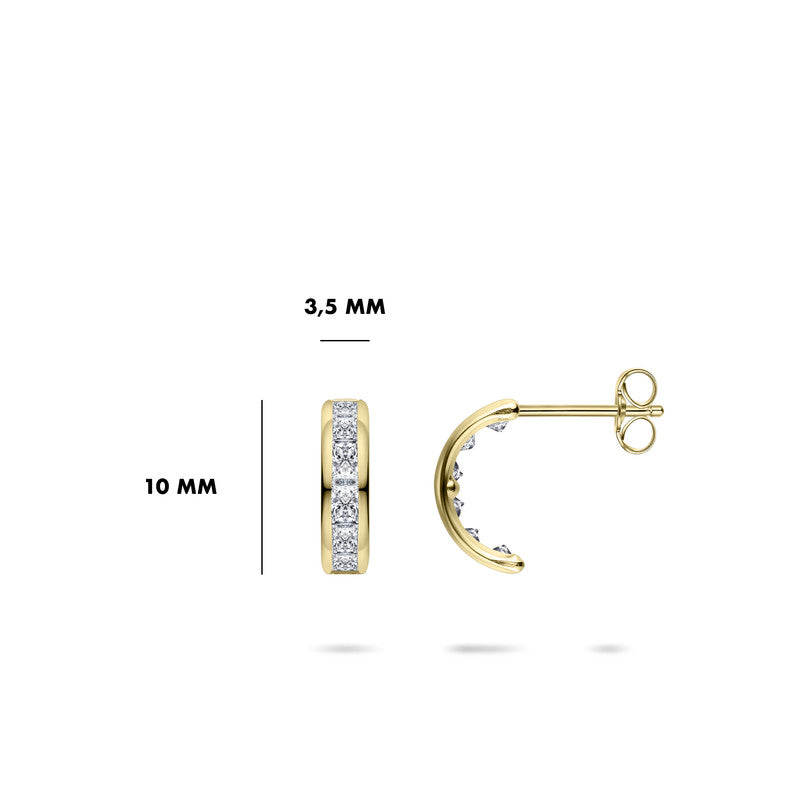 Oorstekers | 14k goud | 10 mm | Zirkonia Steentjes