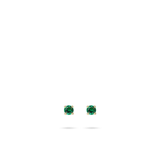 Klassieke Solitaire Oorstekers | 14k goud | 4mm | Zirkonia Groen