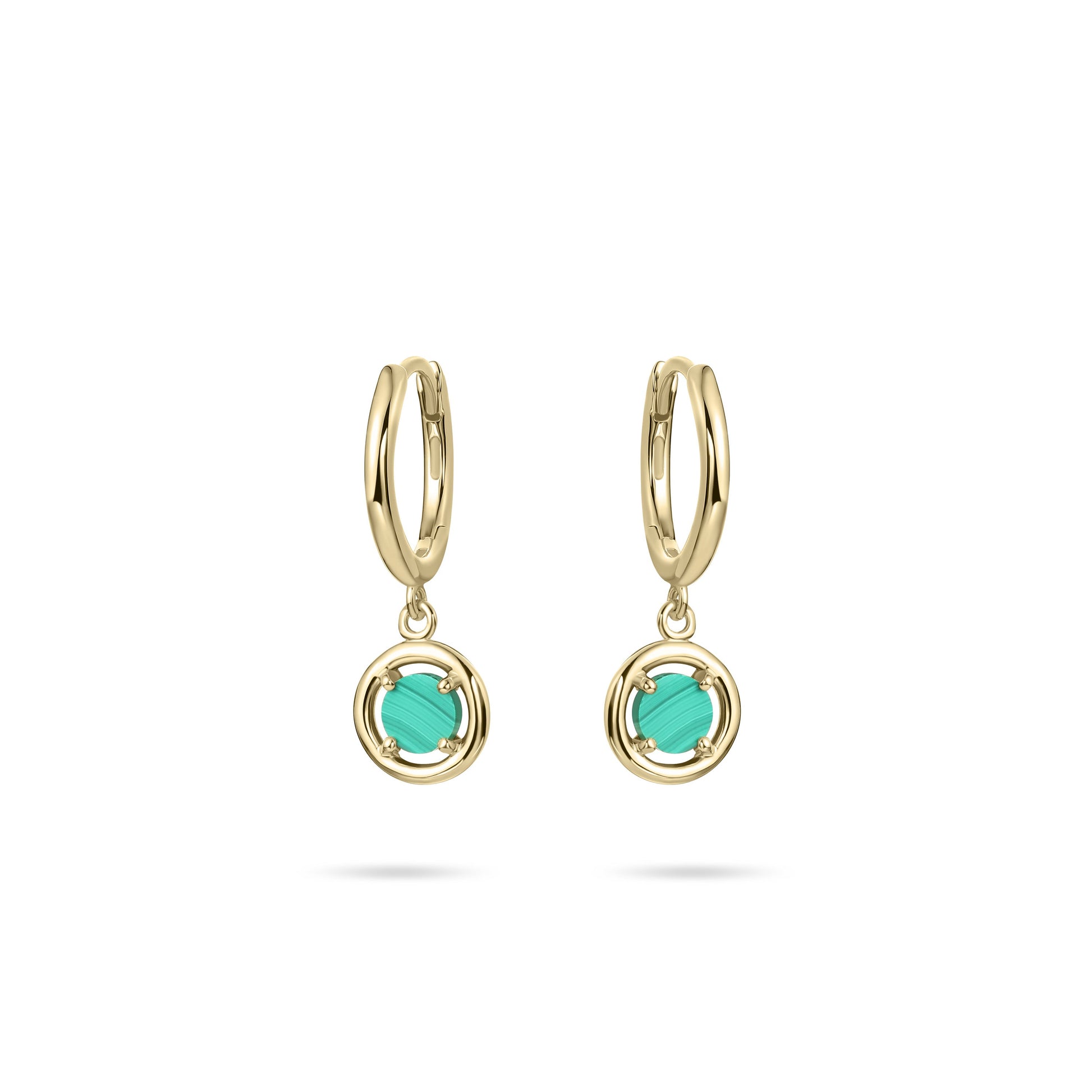 Huggie-oorringen | 14kt goud  | Groen