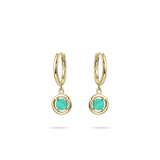 Huggie-oorringen | 14kt goud  | Groen