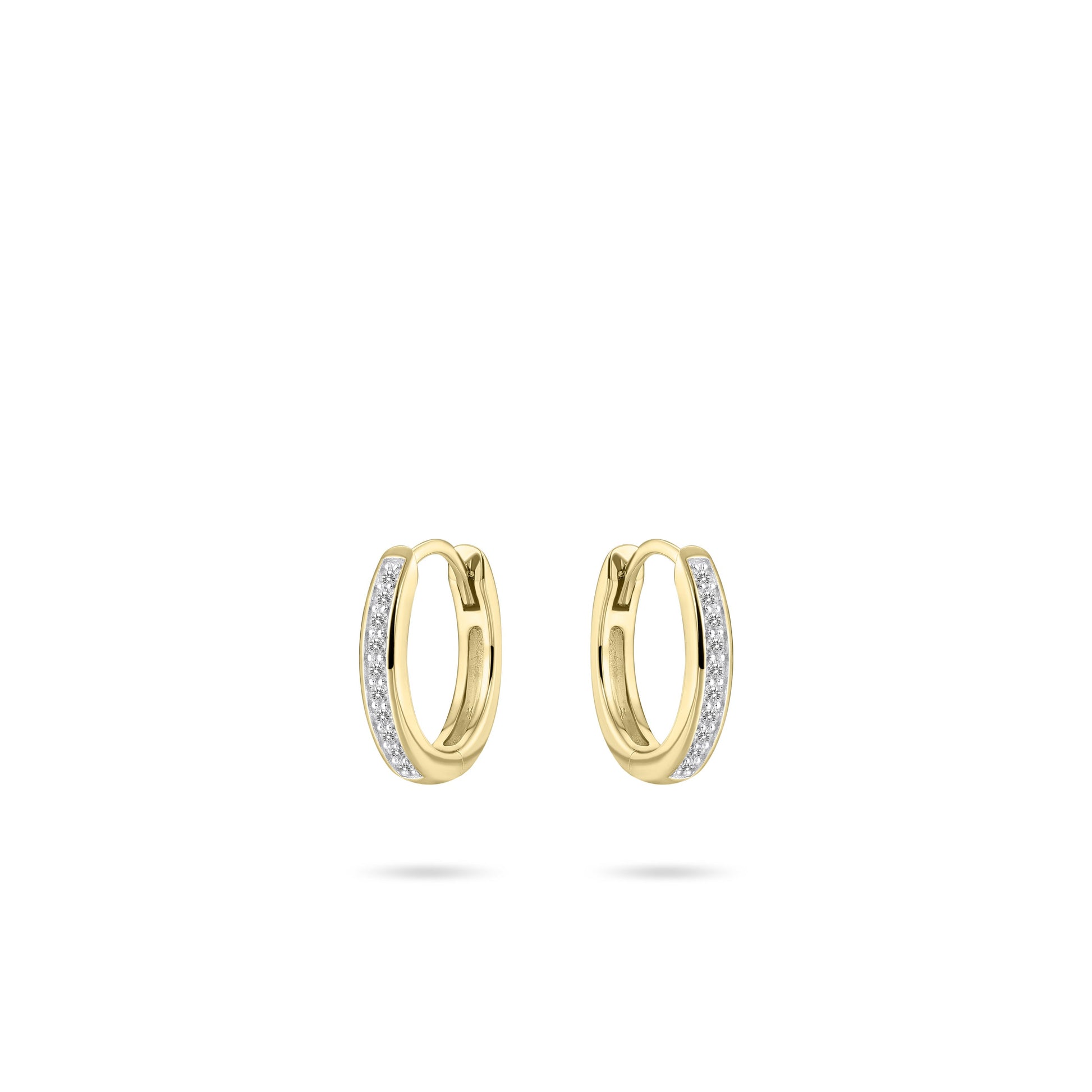 Hoops Oorbellen | 14k goud | 2 x 12 mm | Bezet met Zirkonia Steentjes